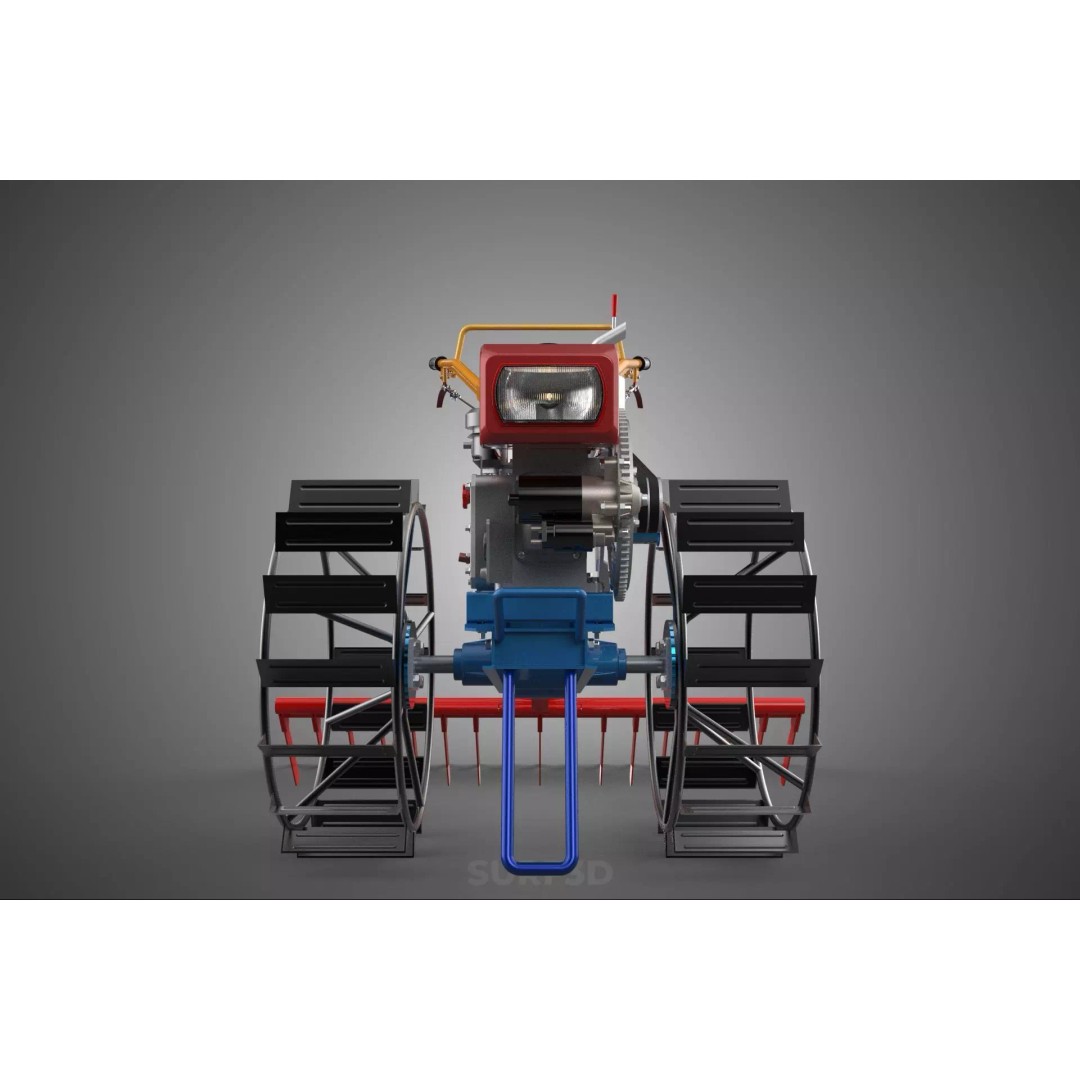 Hand Walking Tractor Leveling Tooth Harrow Rake 3D Model – PBR Formats for Agriculture - View 27