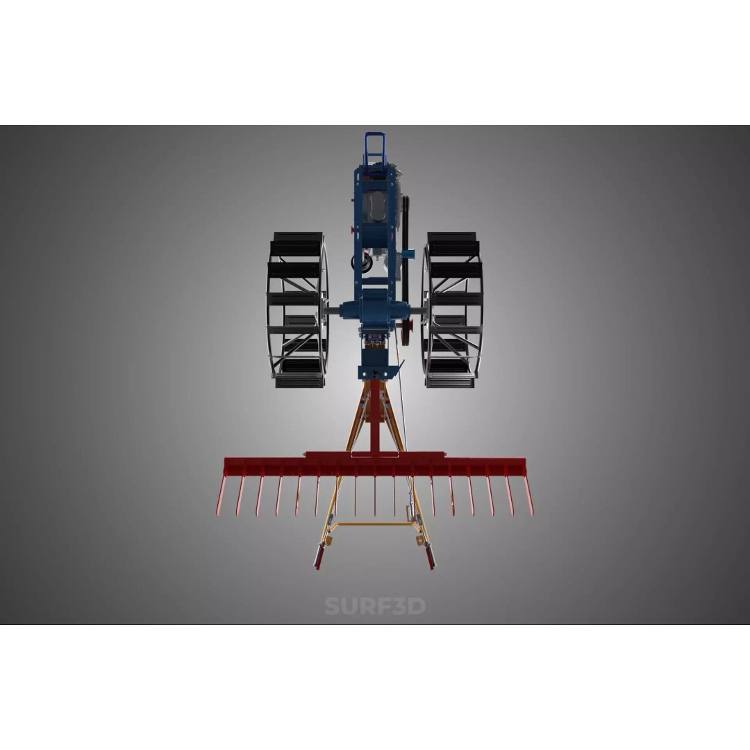 Hand Walking Tractor Leveling Tooth Harrow Rake 3D Model – PBR Formats for Agriculture - View 28