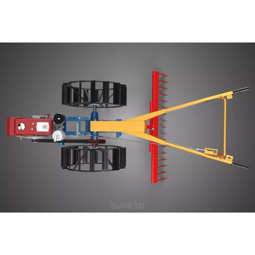 Hand Walking Tractor Leveling Tooth Harrow Rake 3D Model – PBR Formats for Agriculture - View 29
