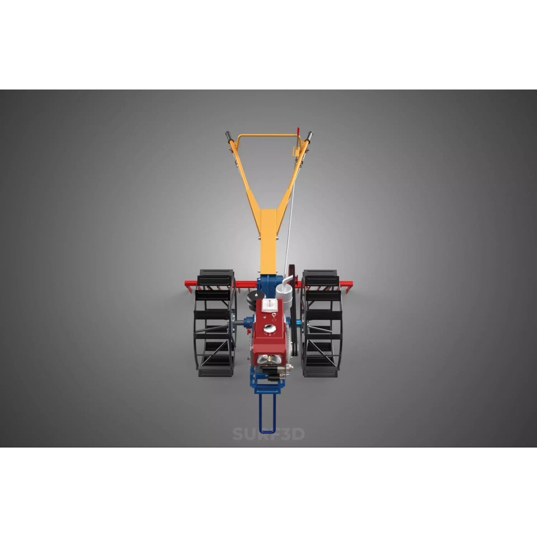 Hand Walking Tractor Leveling Tooth Harrow Rake 3D Model – PBR Formats for Agriculture - View 4