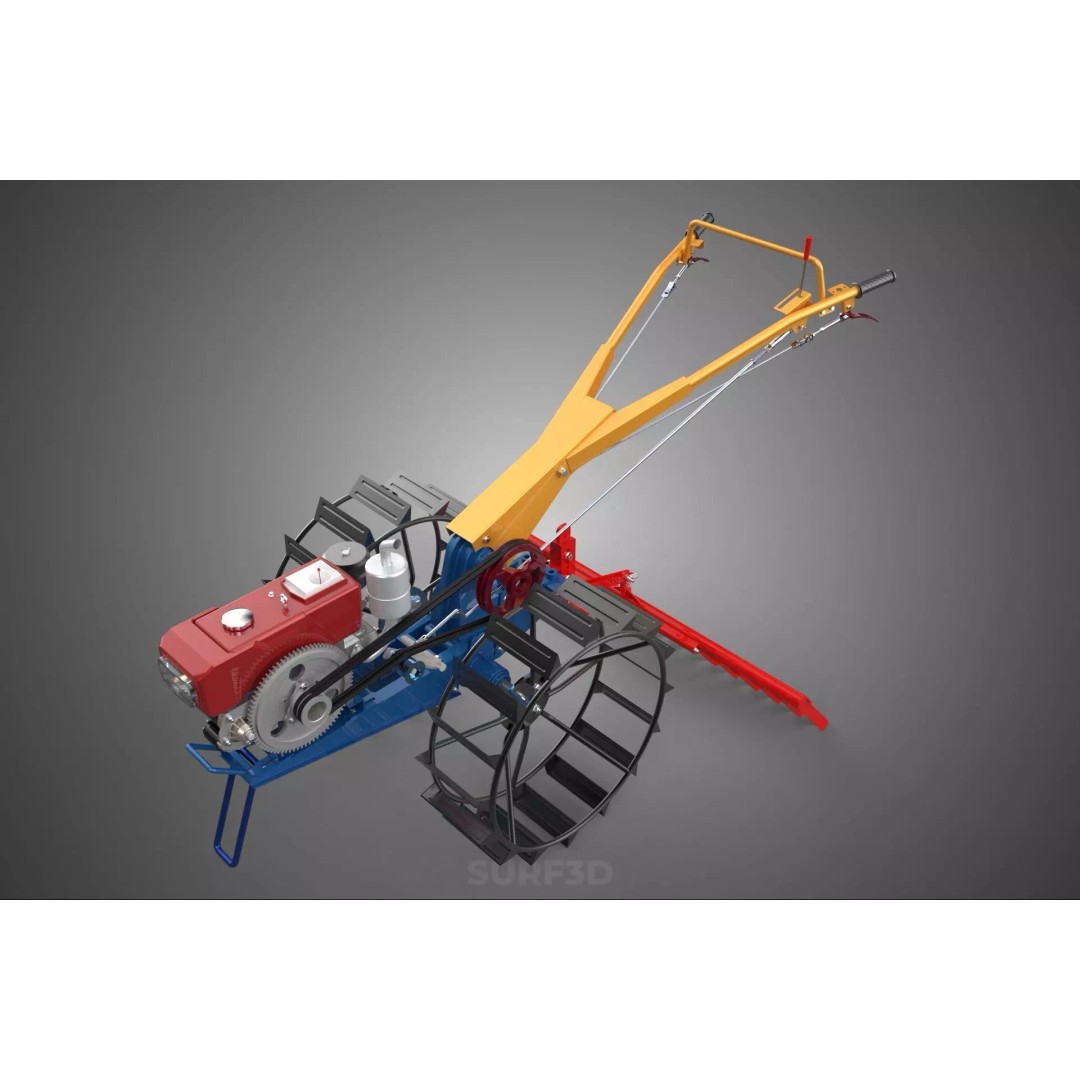 Hand Walking Tractor Leveling Tooth Harrow Rake 3D Model – PBR Formats for Agriculture - View 5