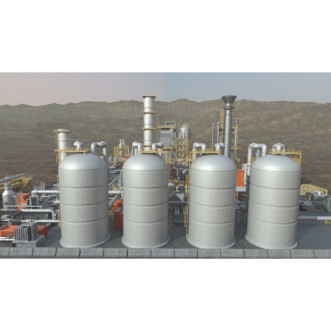 Oil Factory 3D Model – High Poly Industrial Asset, FBX, Game Ready