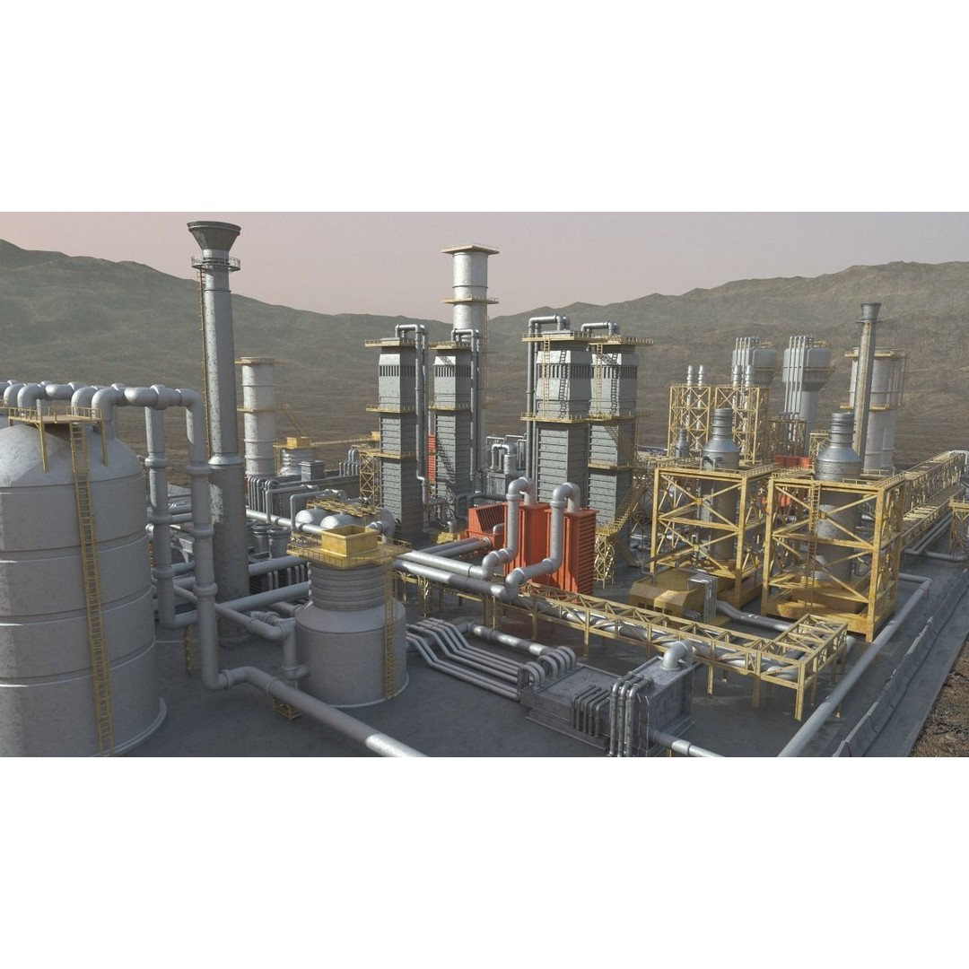 Oil Factory 3D Model – High Poly Industrial Asset, FBX, Game Ready - View 12