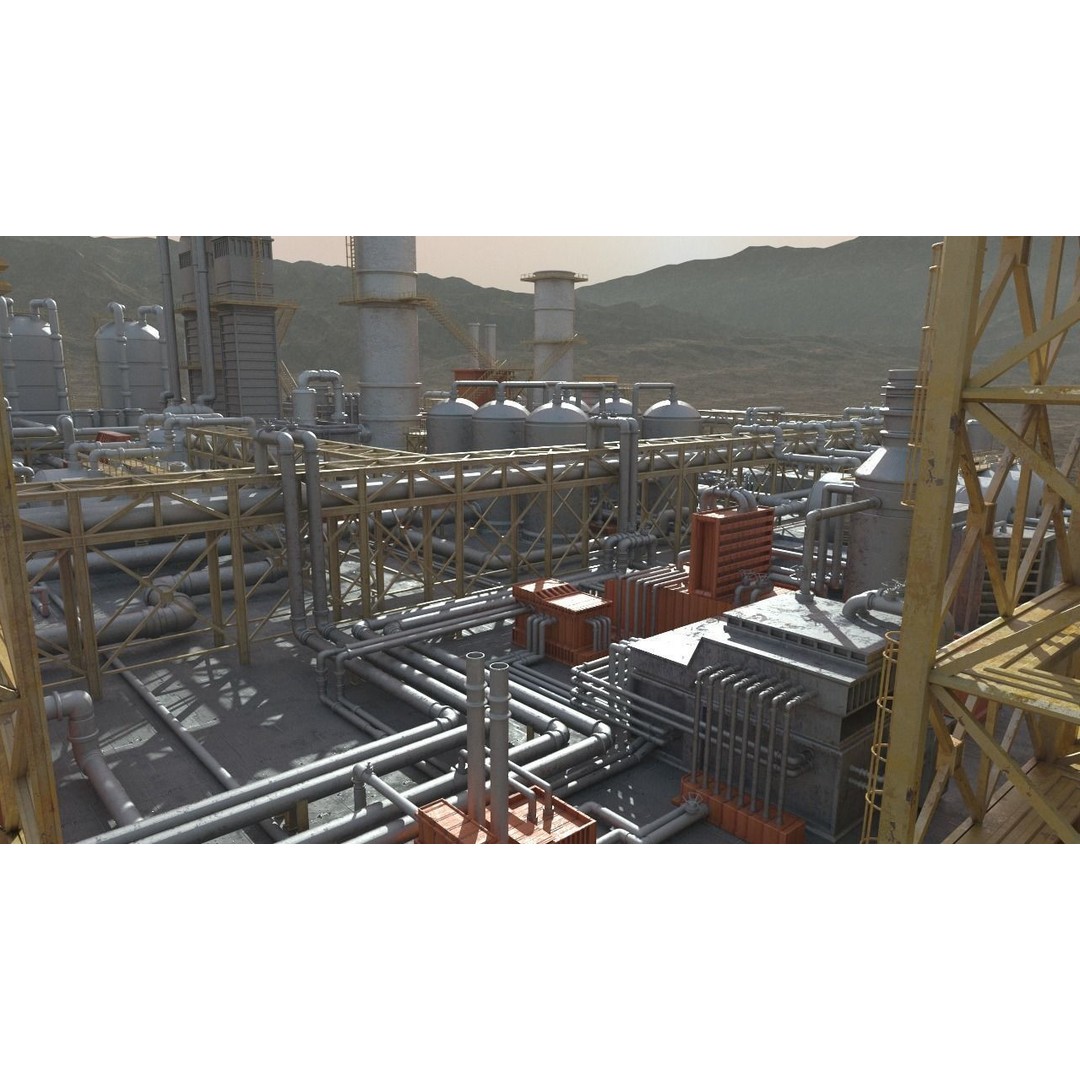 Oil Factory 3D Model – High Poly Industrial Asset, FBX, Game Ready - View 13
