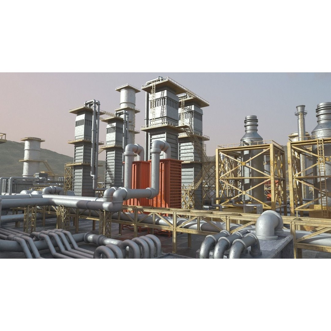Oil Factory 3D Model – High Poly Industrial Asset, FBX, Game Ready - View 15