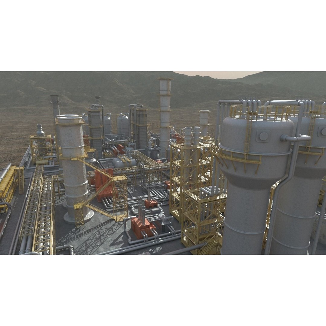 Oil Factory 3D Model – High Poly Industrial Asset, FBX, Game Ready - View 3