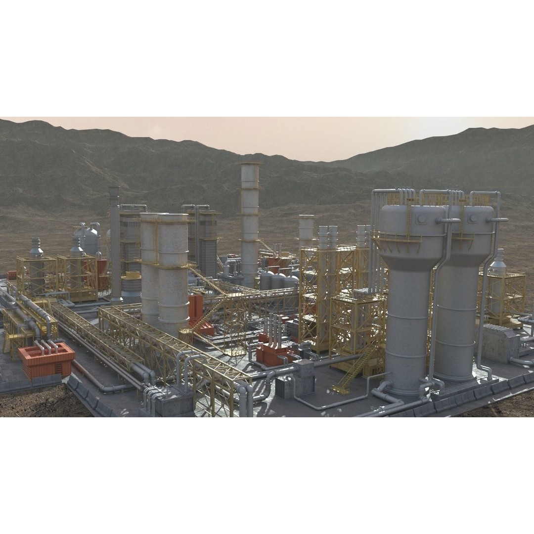 Oil Factory 3D Model – High Poly Industrial Asset, FBX, Game Ready - View 4