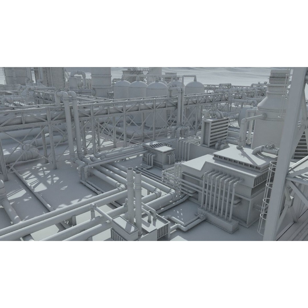 Oil Factory 3D Model – High Poly Industrial Asset, FBX, Game Ready - View 5