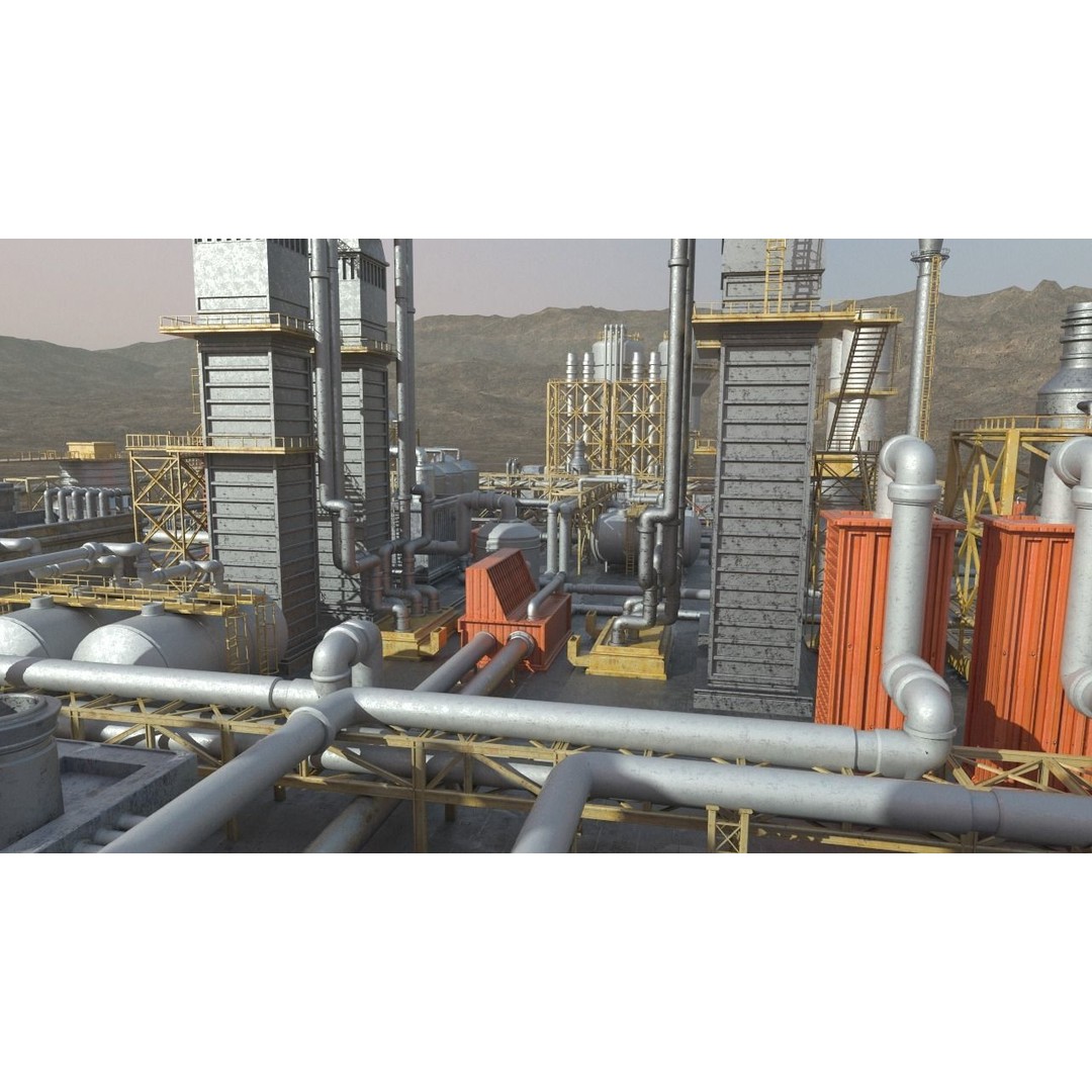 Oil Factory 3D Model – High Poly Industrial Asset, FBX, Game Ready - View 6