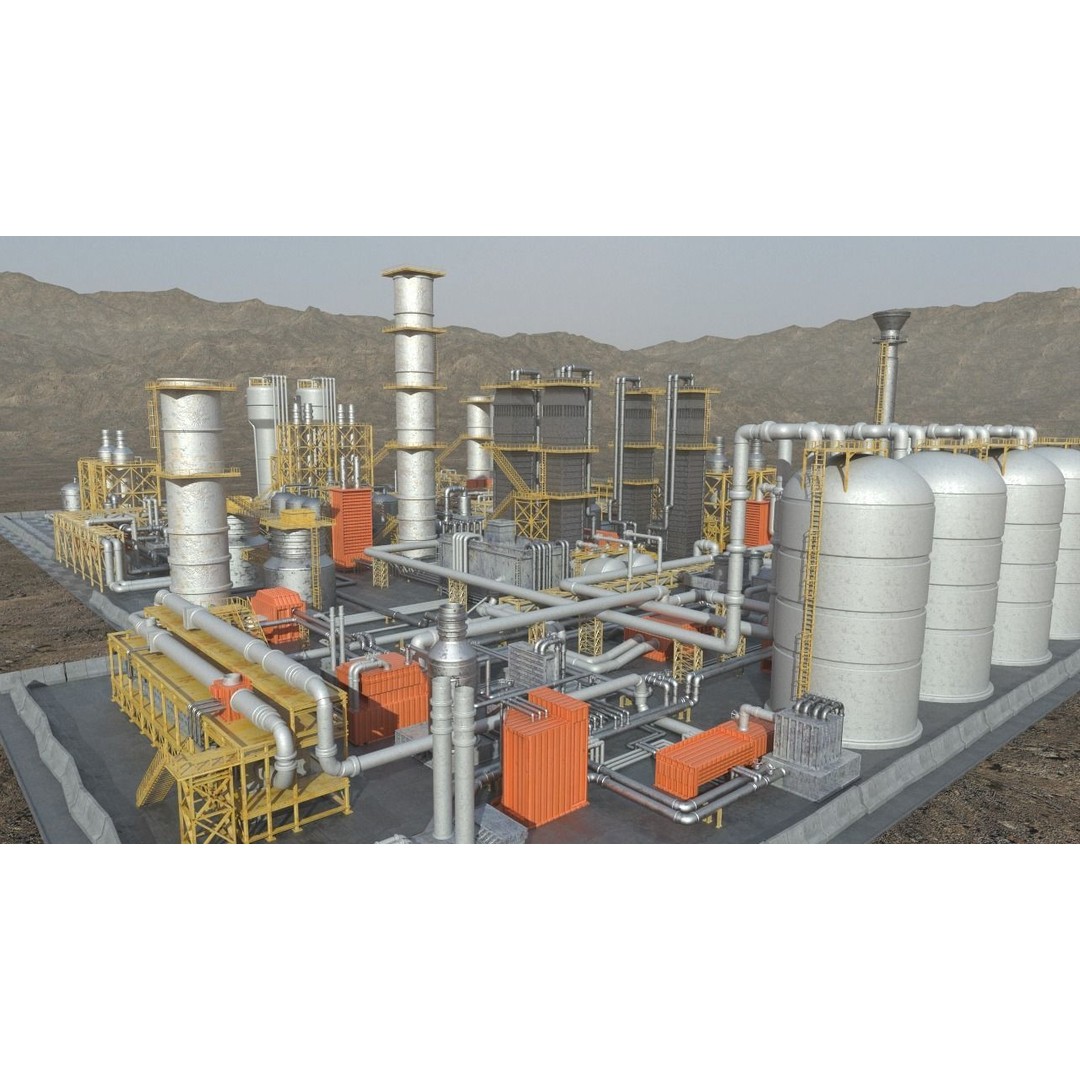 Oil Factory 3D Model – High Poly Industrial Asset, FBX, Game Ready - View 7