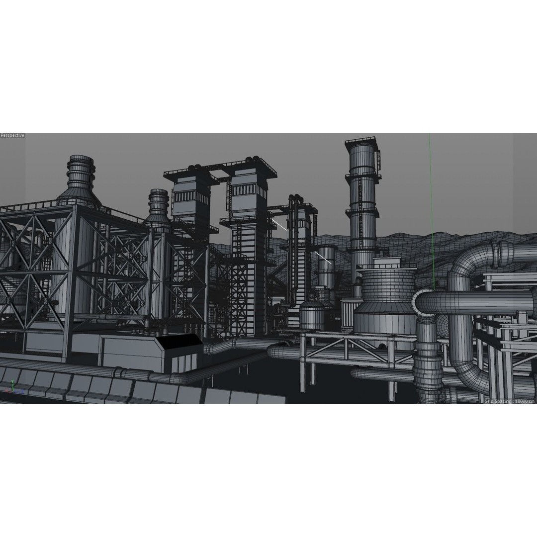 Oil Factory 3D Model – High Poly Industrial Asset, FBX, Game Ready - View 8