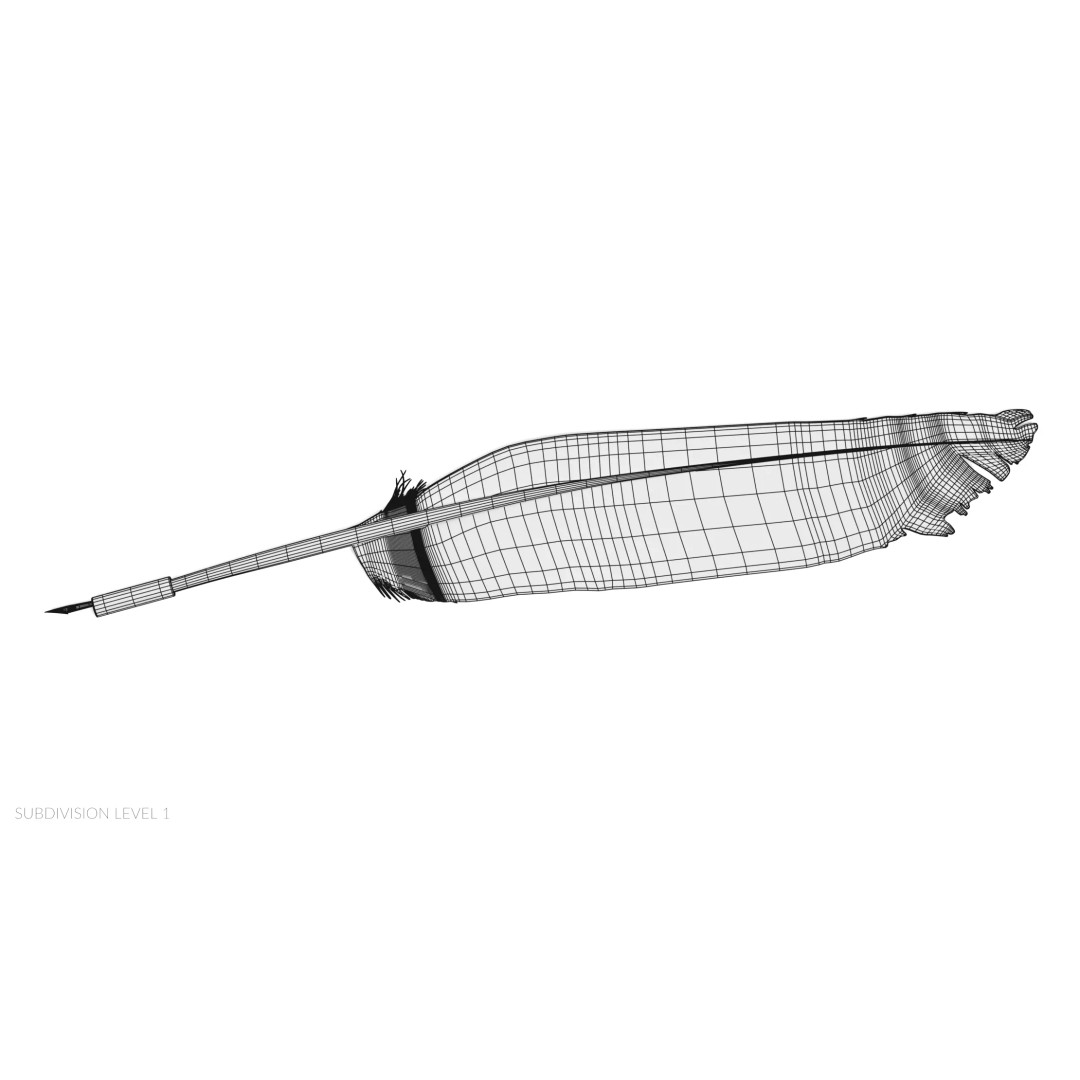 Quill 3D Model – Realistic Feather Ink Pen with PBR Textures - View 12