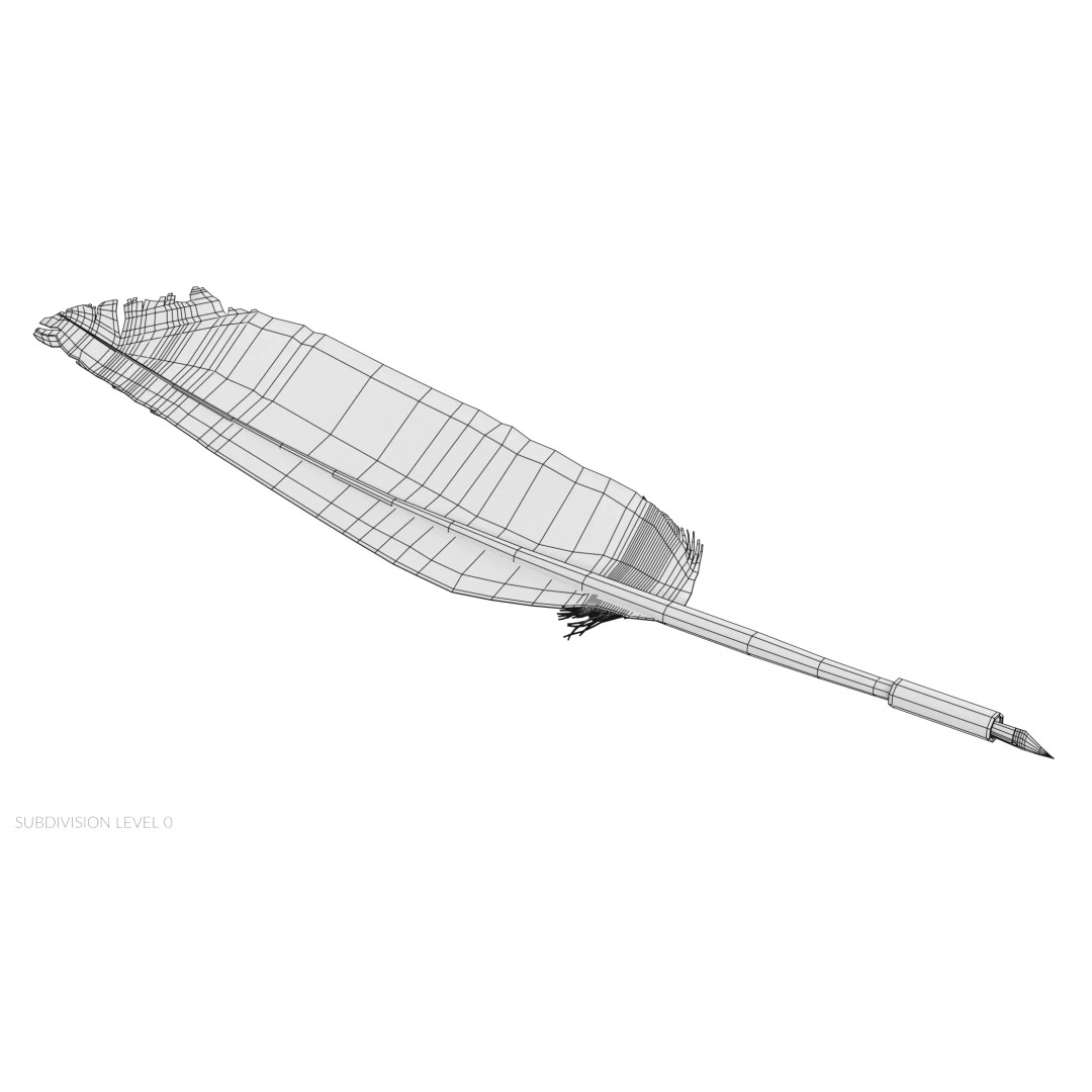 Quill 3D Model – Realistic Feather Ink Pen with PBR Textures - View 13