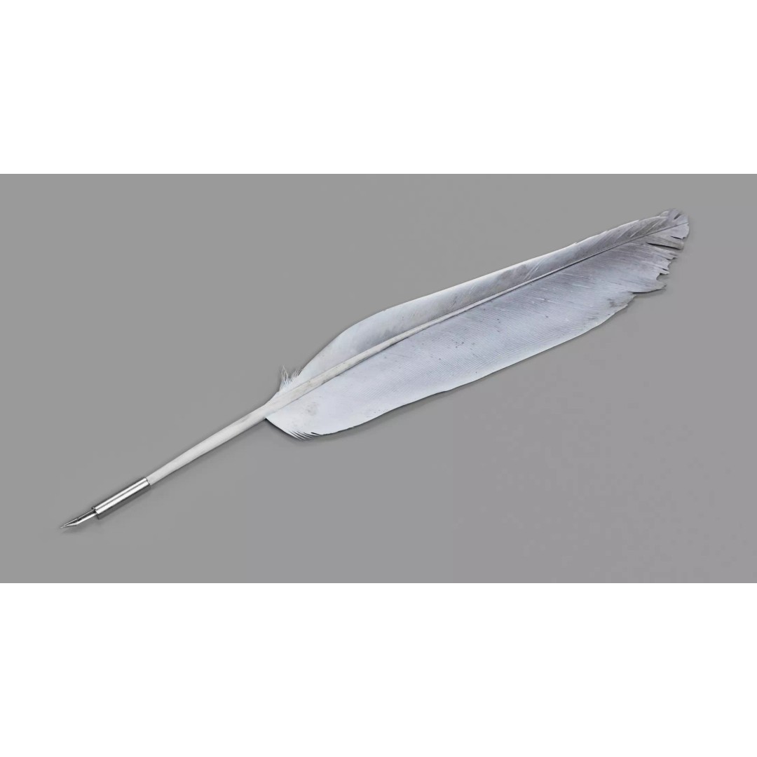 Quill 3D Model – Realistic Feather Ink Pen with PBR Textures - View 6