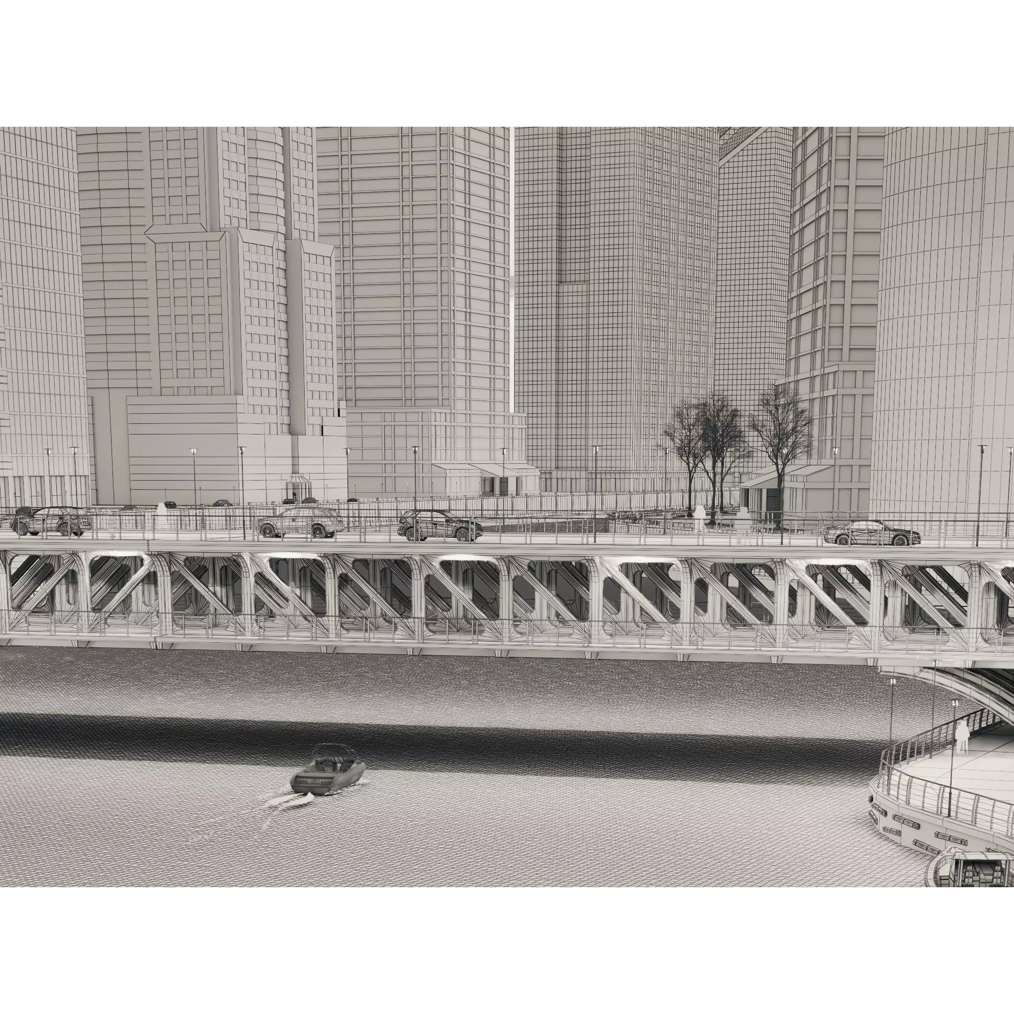 City Downtown Skyscraper - Low-Poly Game-Ready 3D Model