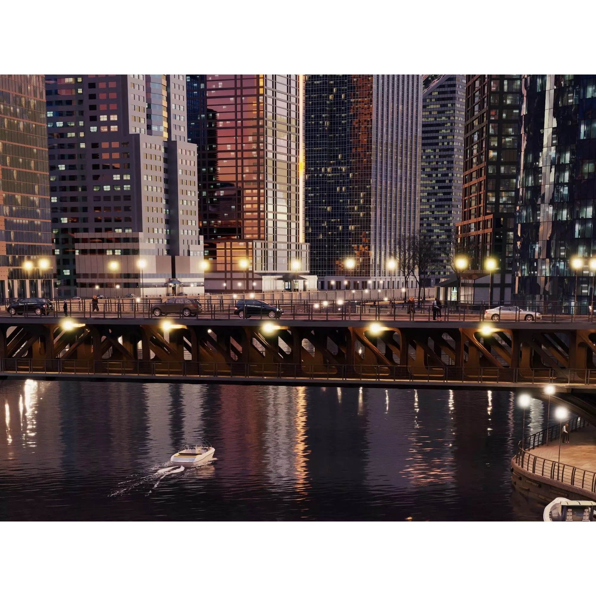 City Downtown Skyscraper - Low-Poly Game-Ready 3D Model - View 10