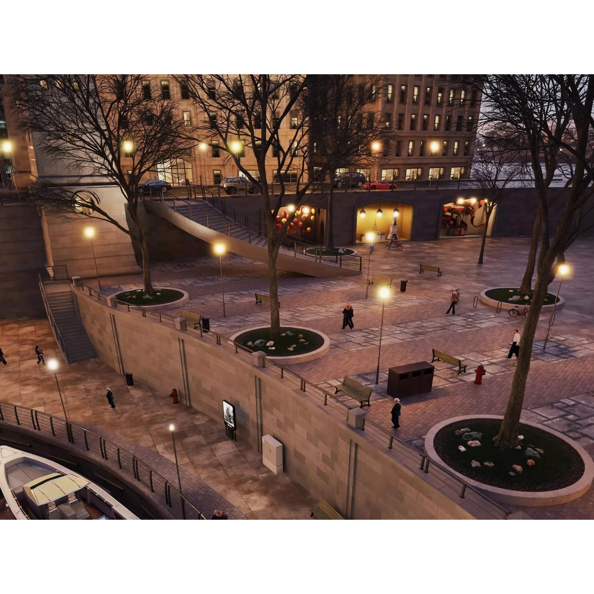 City Downtown Skyscraper - Low-Poly Game-Ready 3D Model - View 11