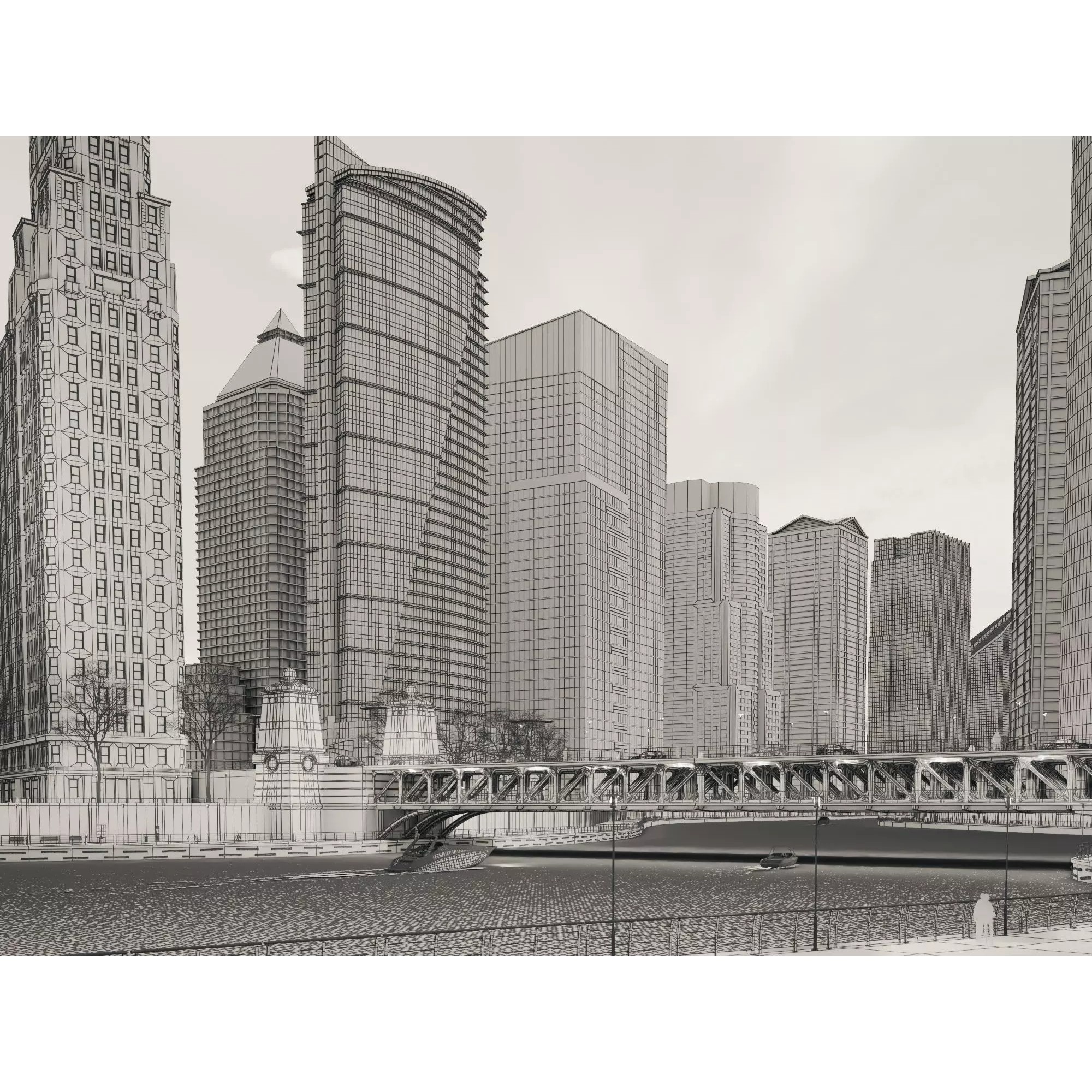 City Downtown Skyscraper - Low-Poly Game-Ready 3D Model - View 13