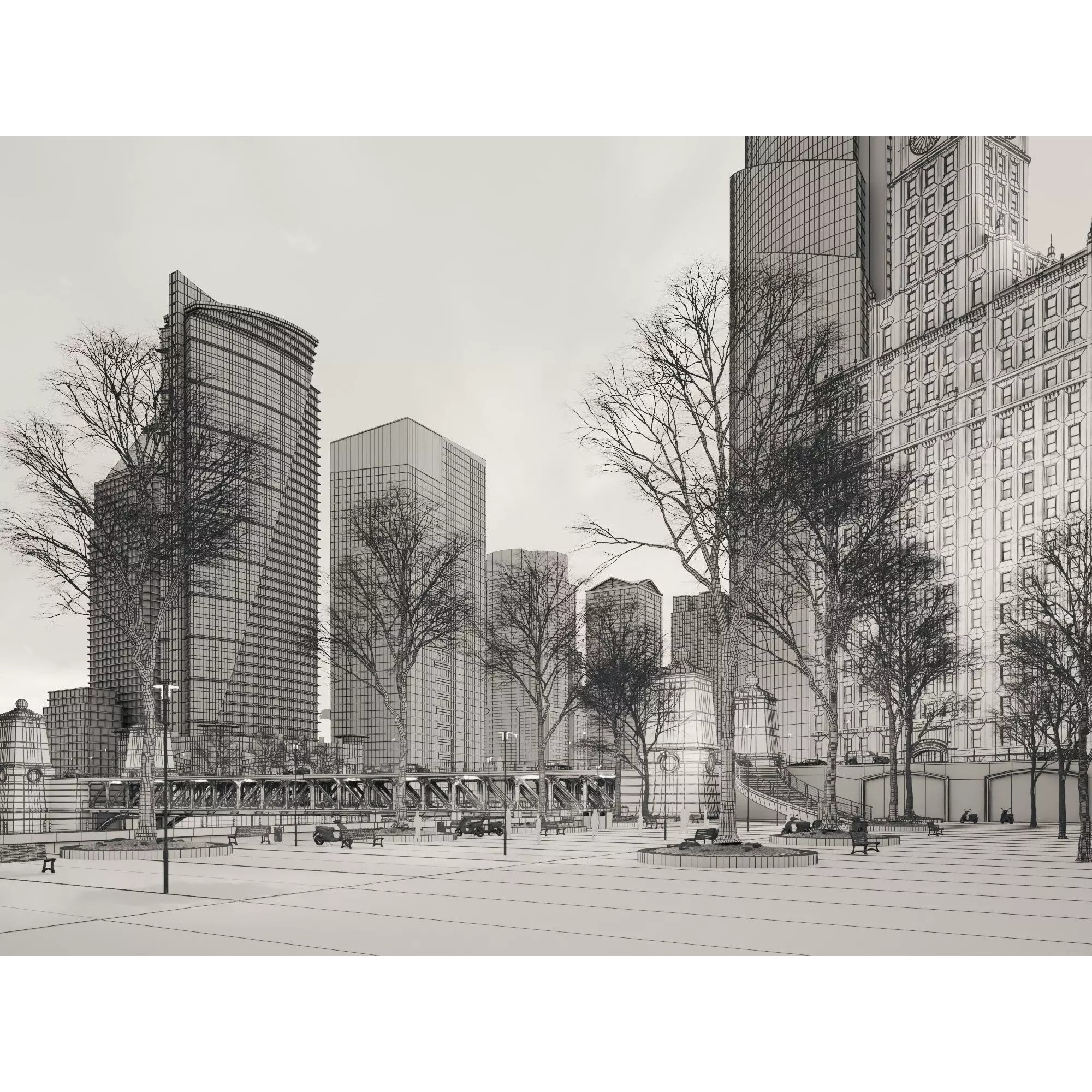 City Downtown Skyscraper - Low-Poly Game-Ready 3D Model - View 15