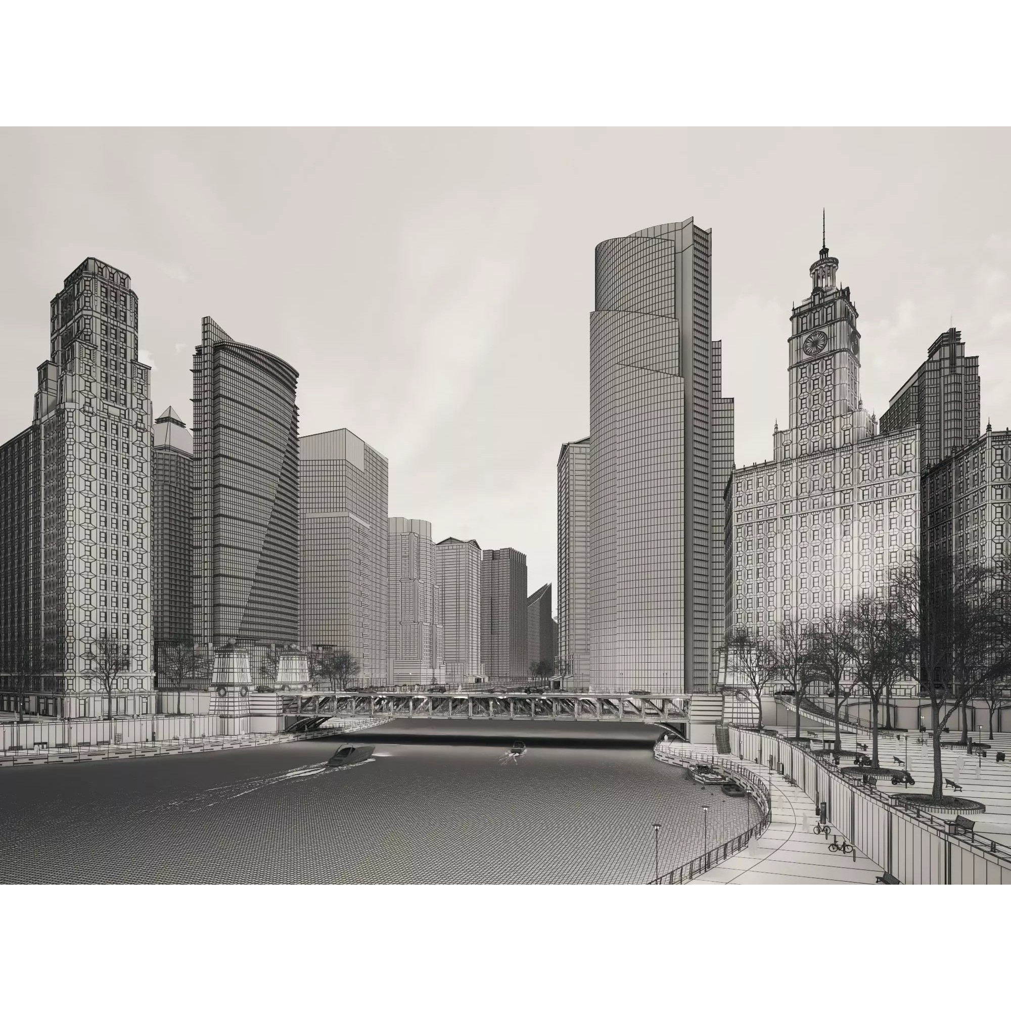 City Downtown Skyscraper - Low-Poly Game-Ready 3D Model - View 16