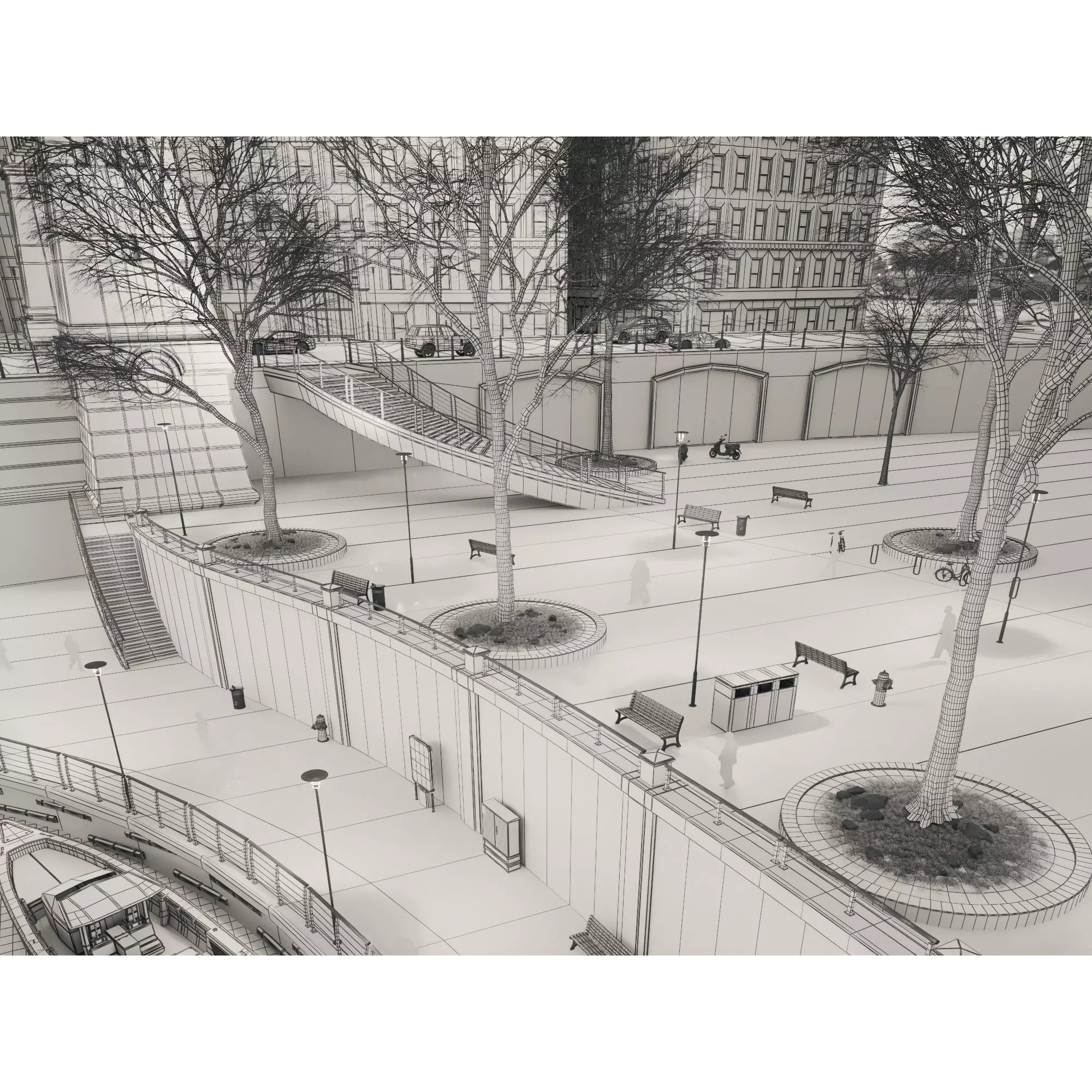 City Downtown Skyscraper - Low-Poly Game-Ready 3D Model - View 17