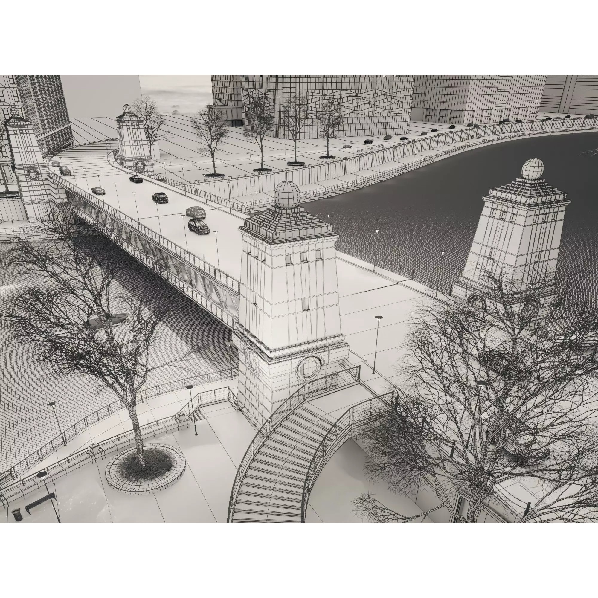 City Downtown Skyscraper - Low-Poly Game-Ready 3D Model - View 18