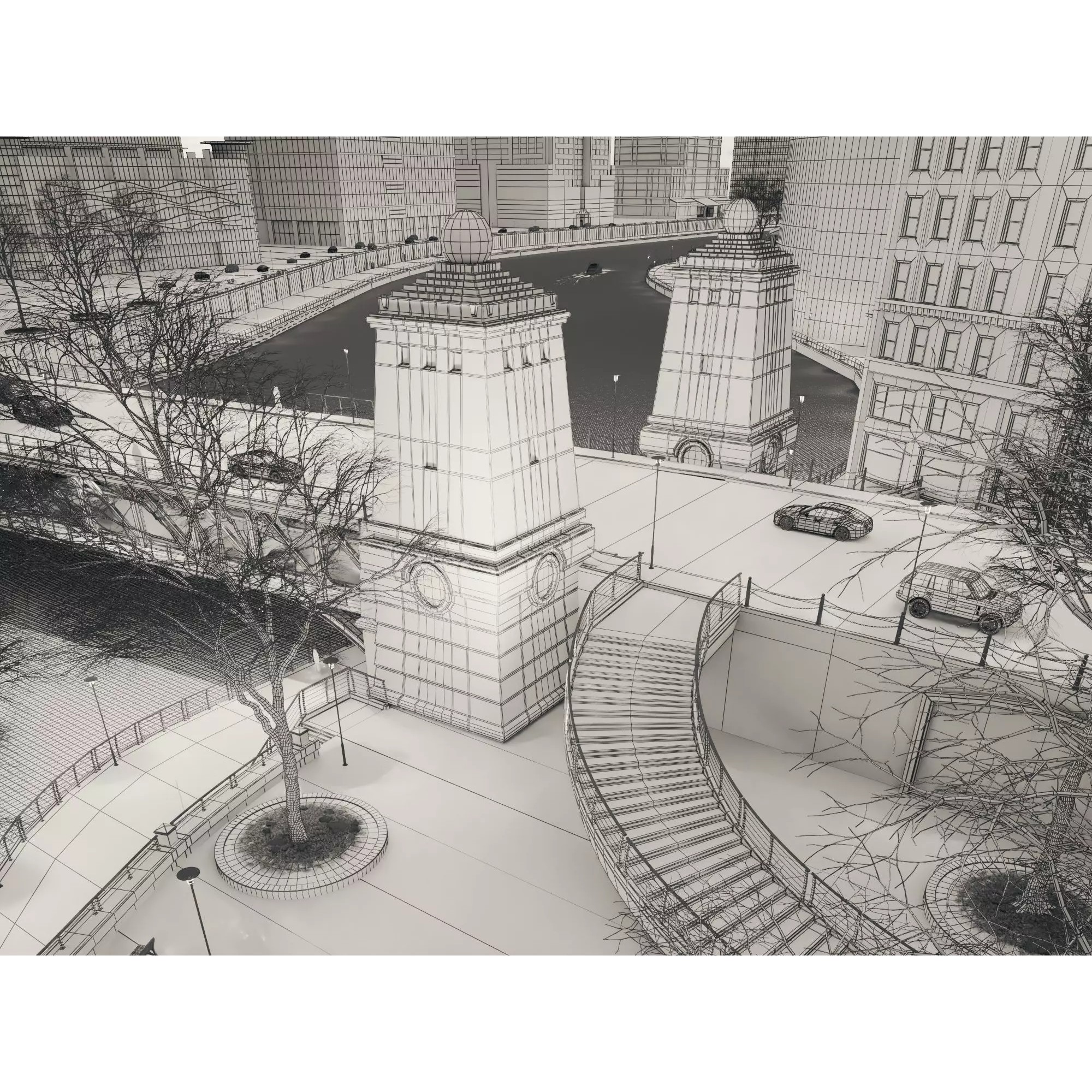 City Downtown Skyscraper - Low-Poly Game-Ready 3D Model - View 19