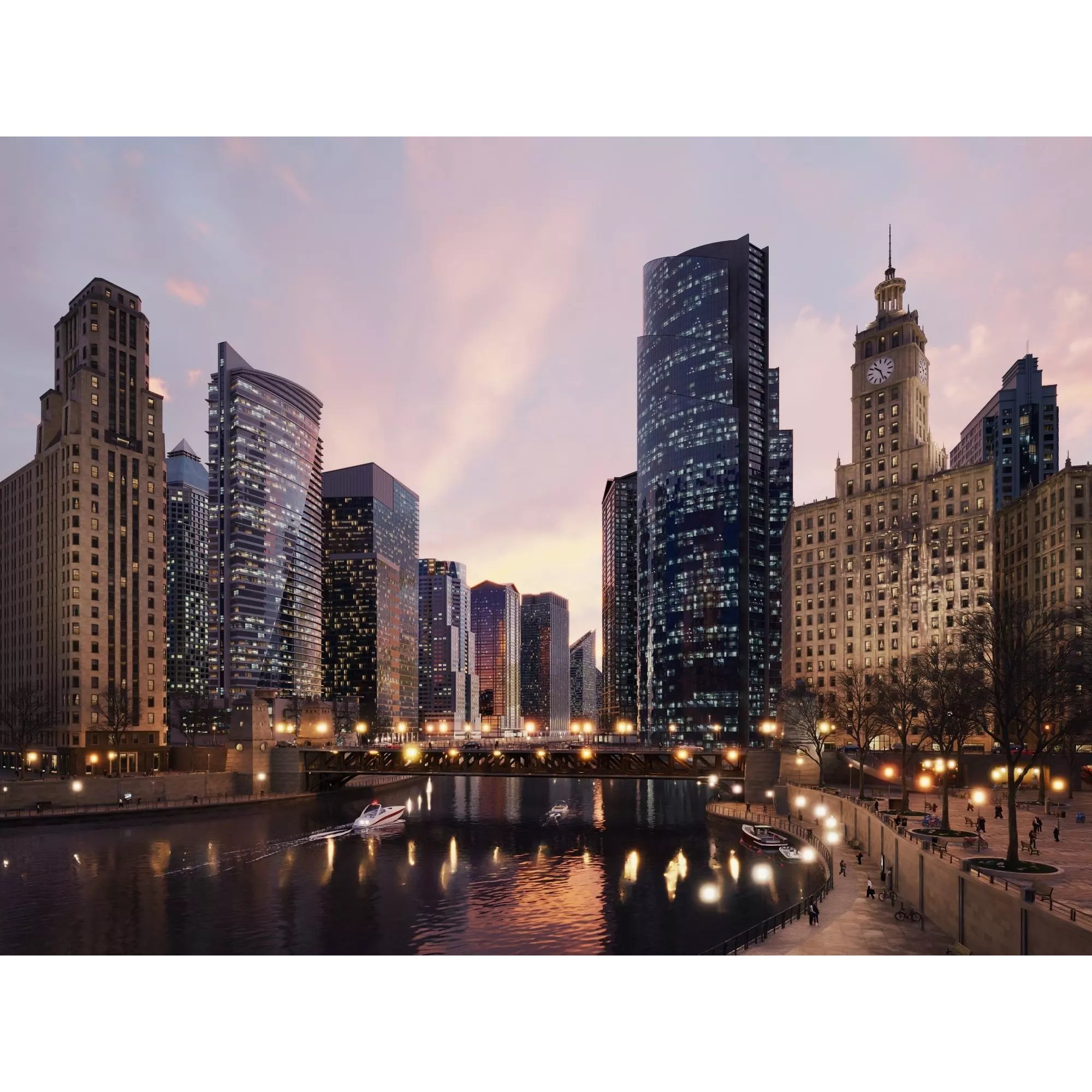 City Downtown Skyscraper - Low-Poly Game-Ready 3D Model - View 2