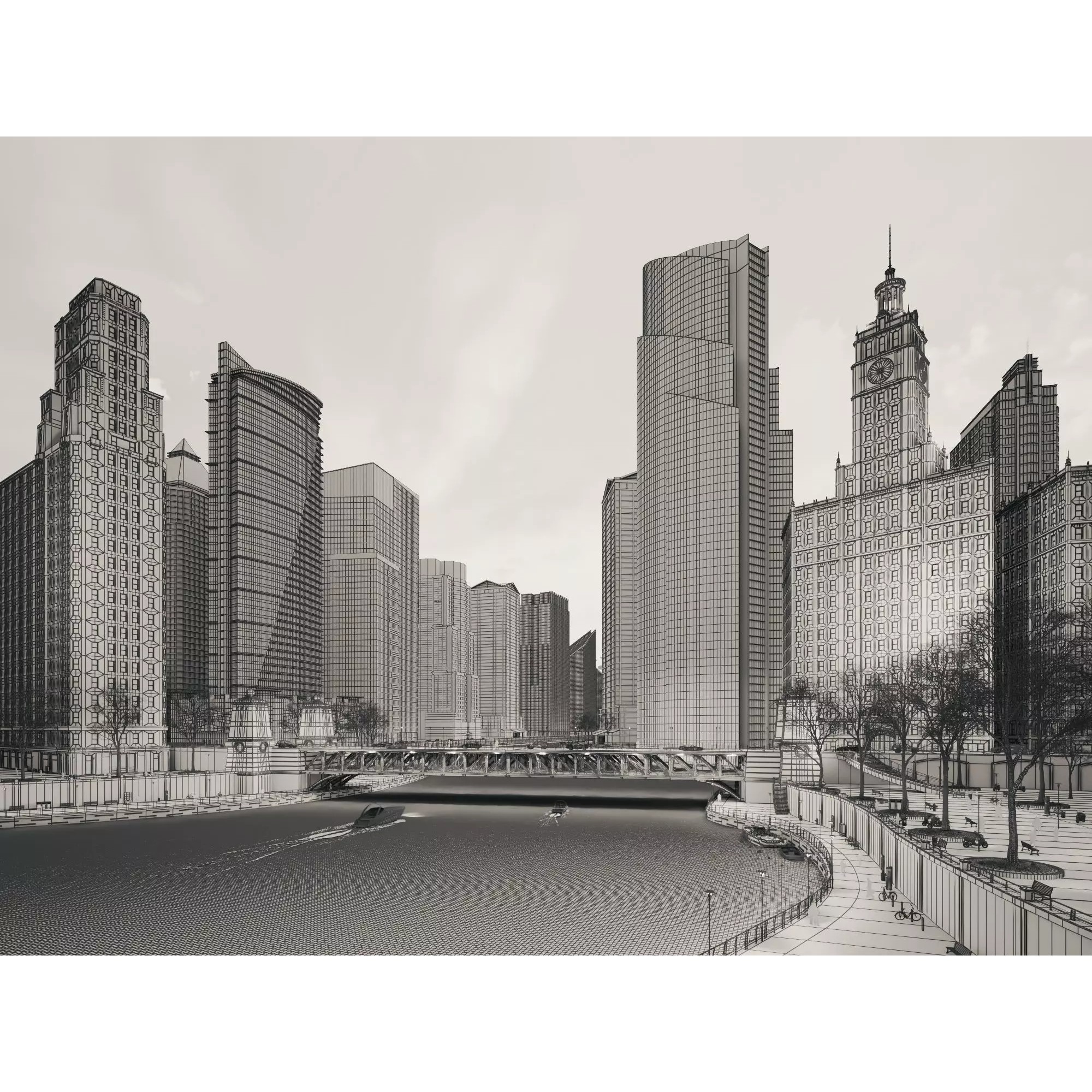 City Downtown Skyscraper - Low-Poly Game-Ready 3D Model - View 21