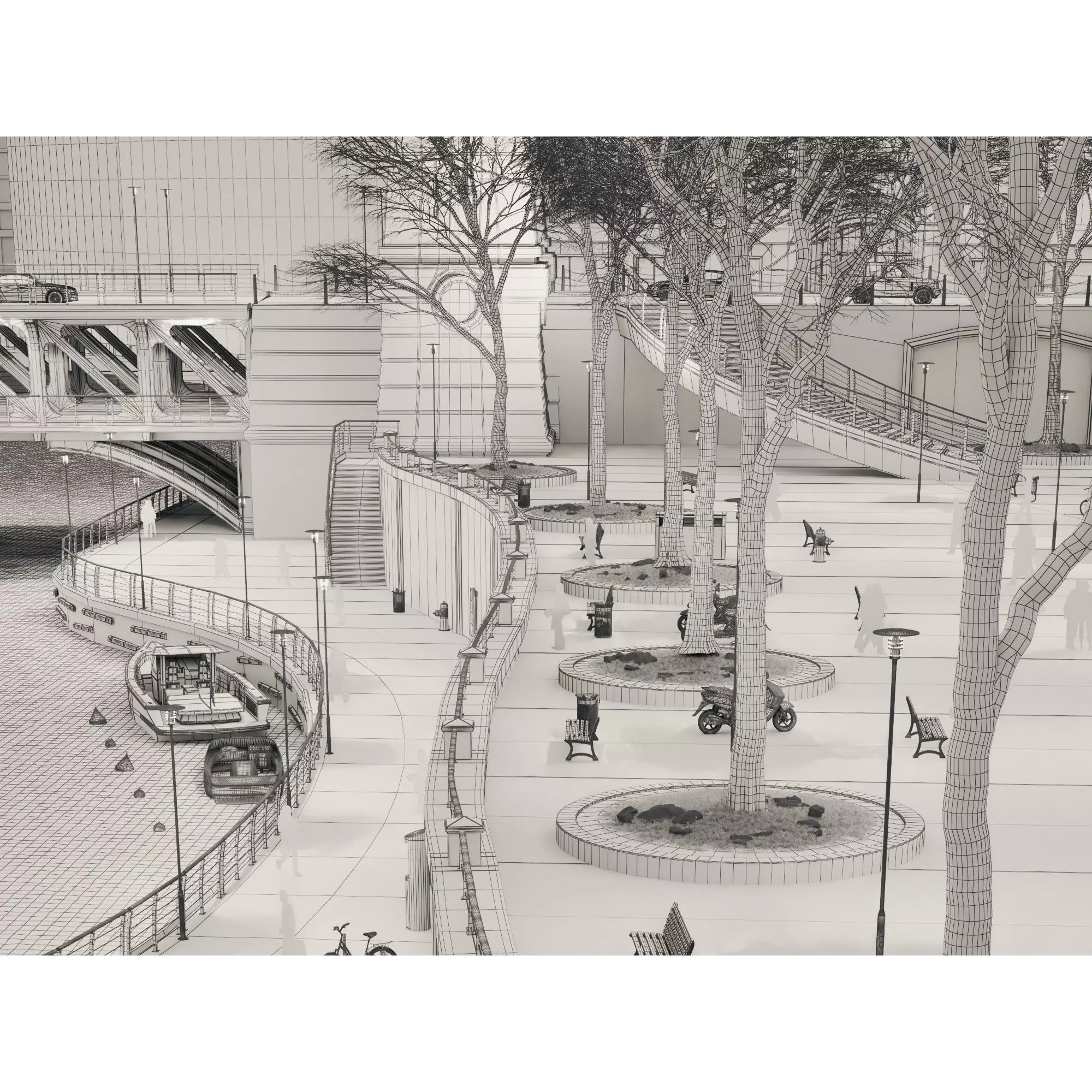 City Downtown Skyscraper - Low-Poly Game-Ready 3D Model - View 22