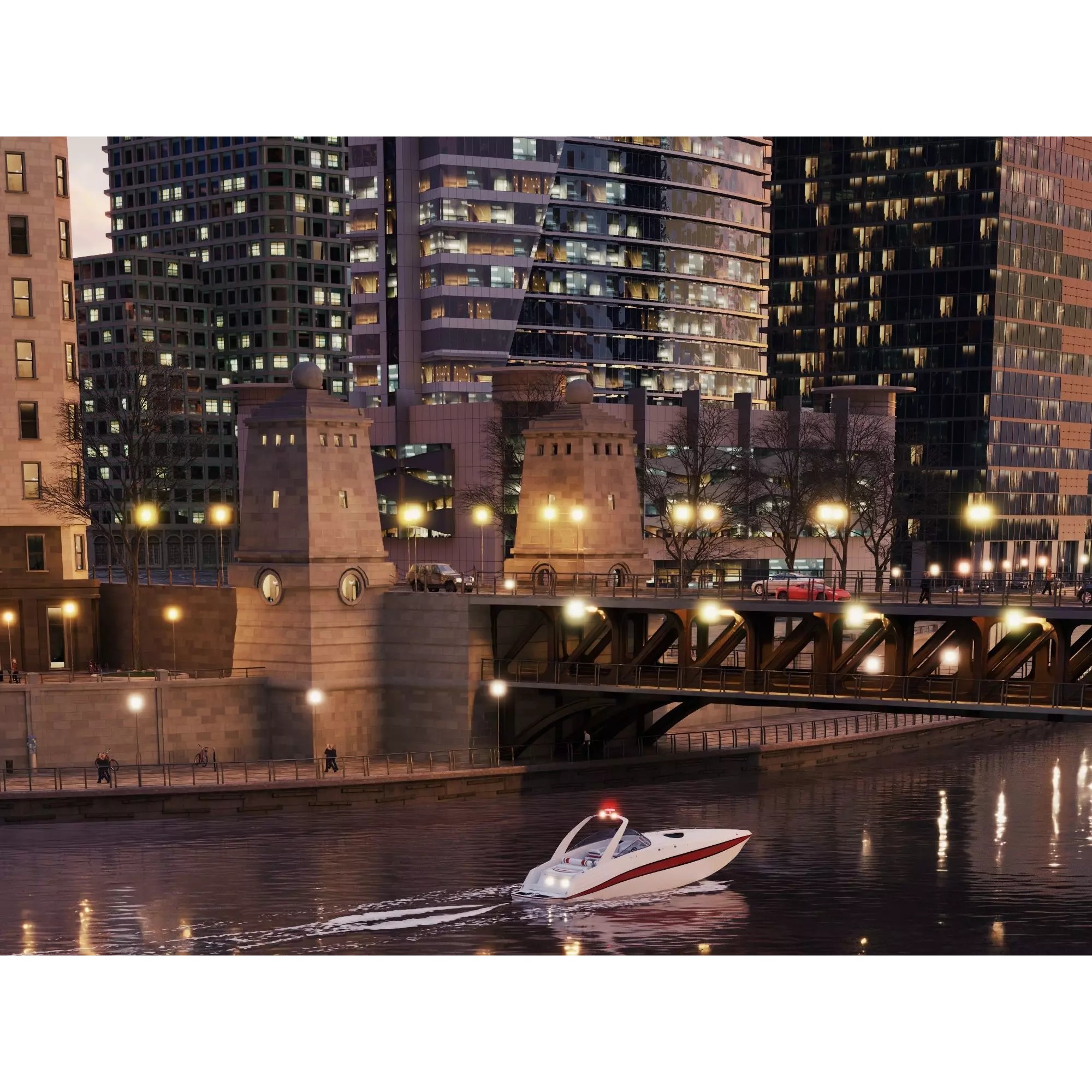 City Downtown Skyscraper - Low-Poly Game-Ready 3D Model - View 4