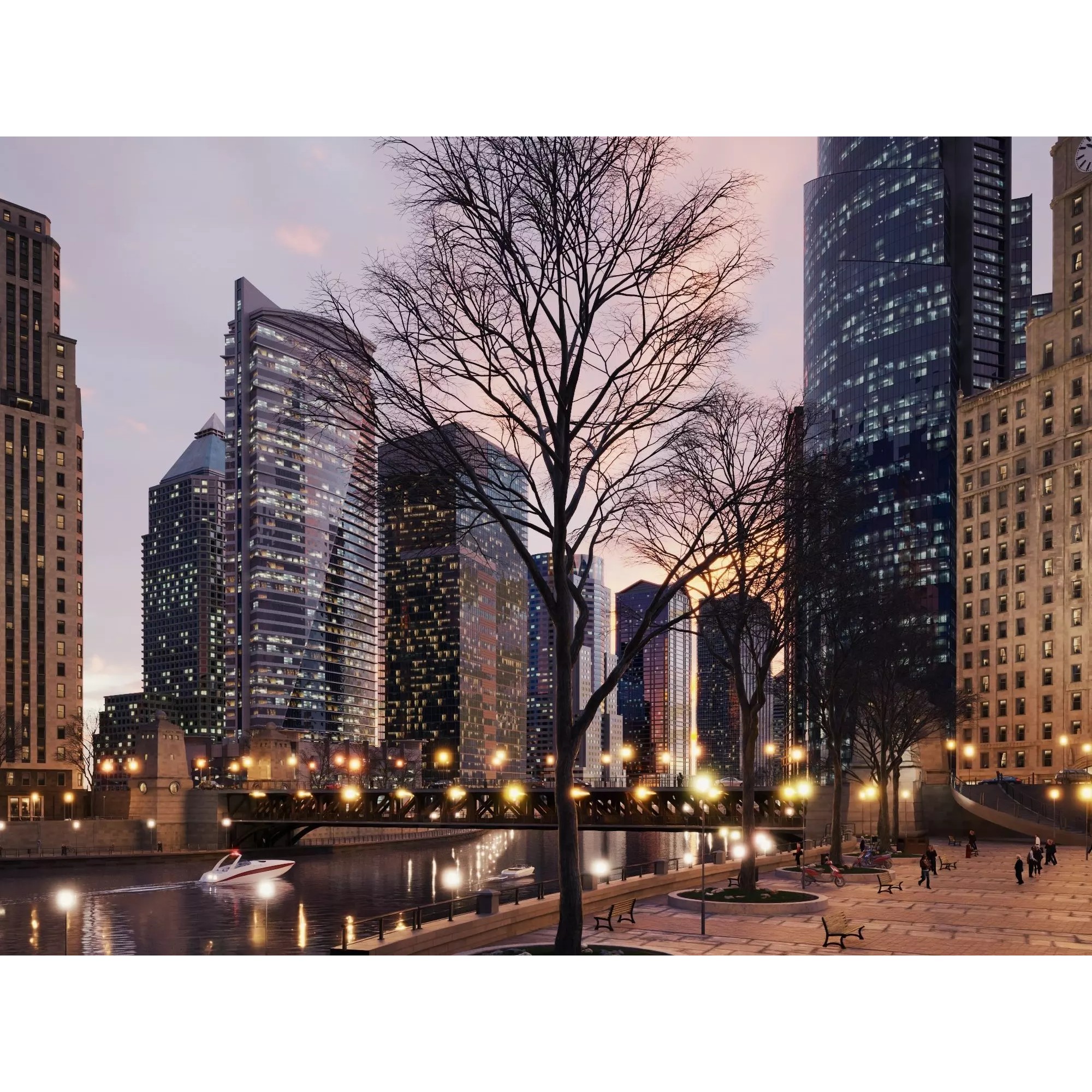 City Downtown Skyscraper - Low-Poly Game-Ready 3D Model - View 7