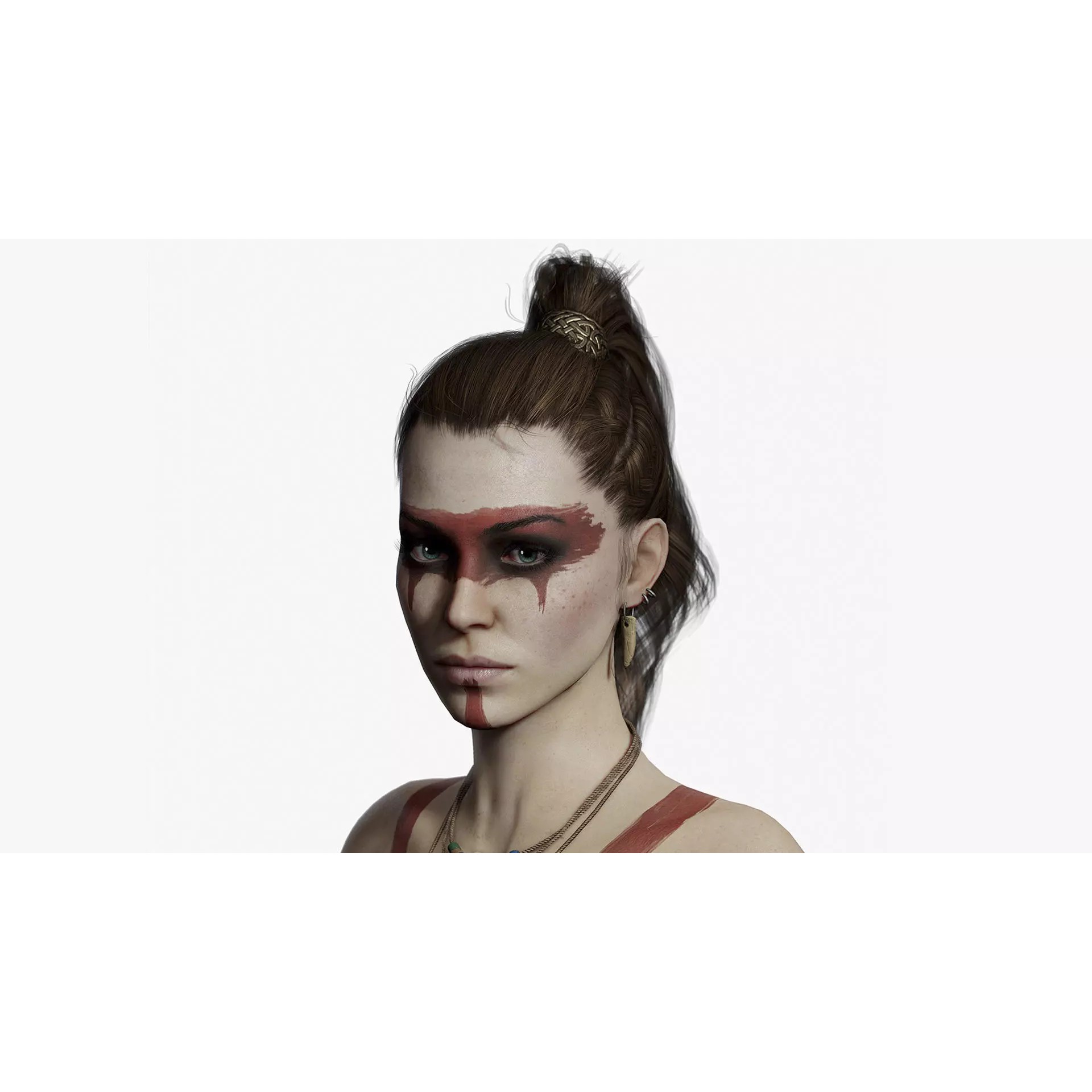 Barbarian Female Warrior - Low-Poly Game-Ready 3D Model - View 2