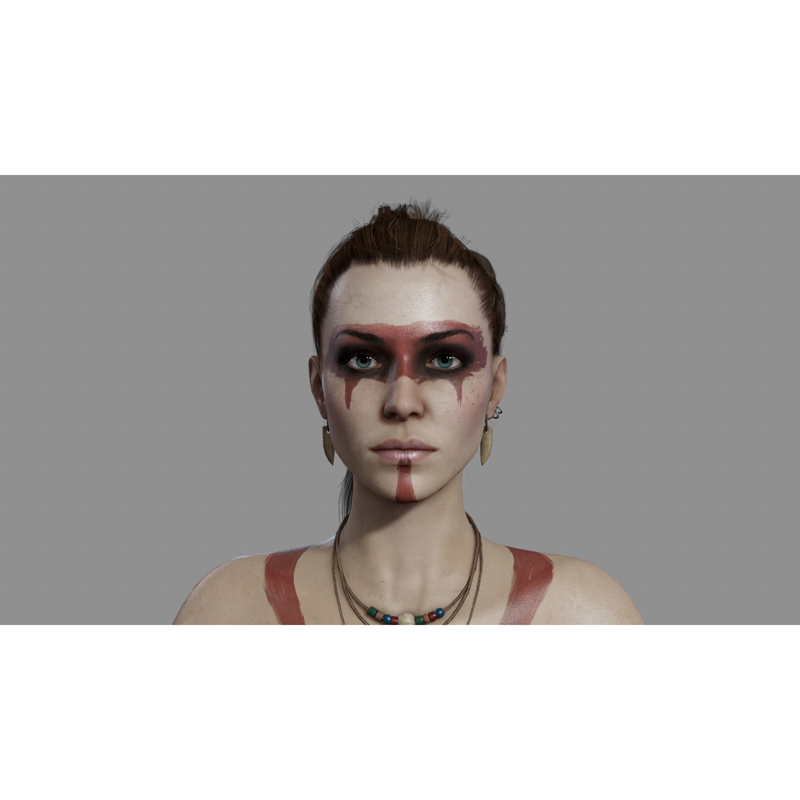 Barbarian Female Warrior - Low-Poly Game-Ready 3D Model - View 3