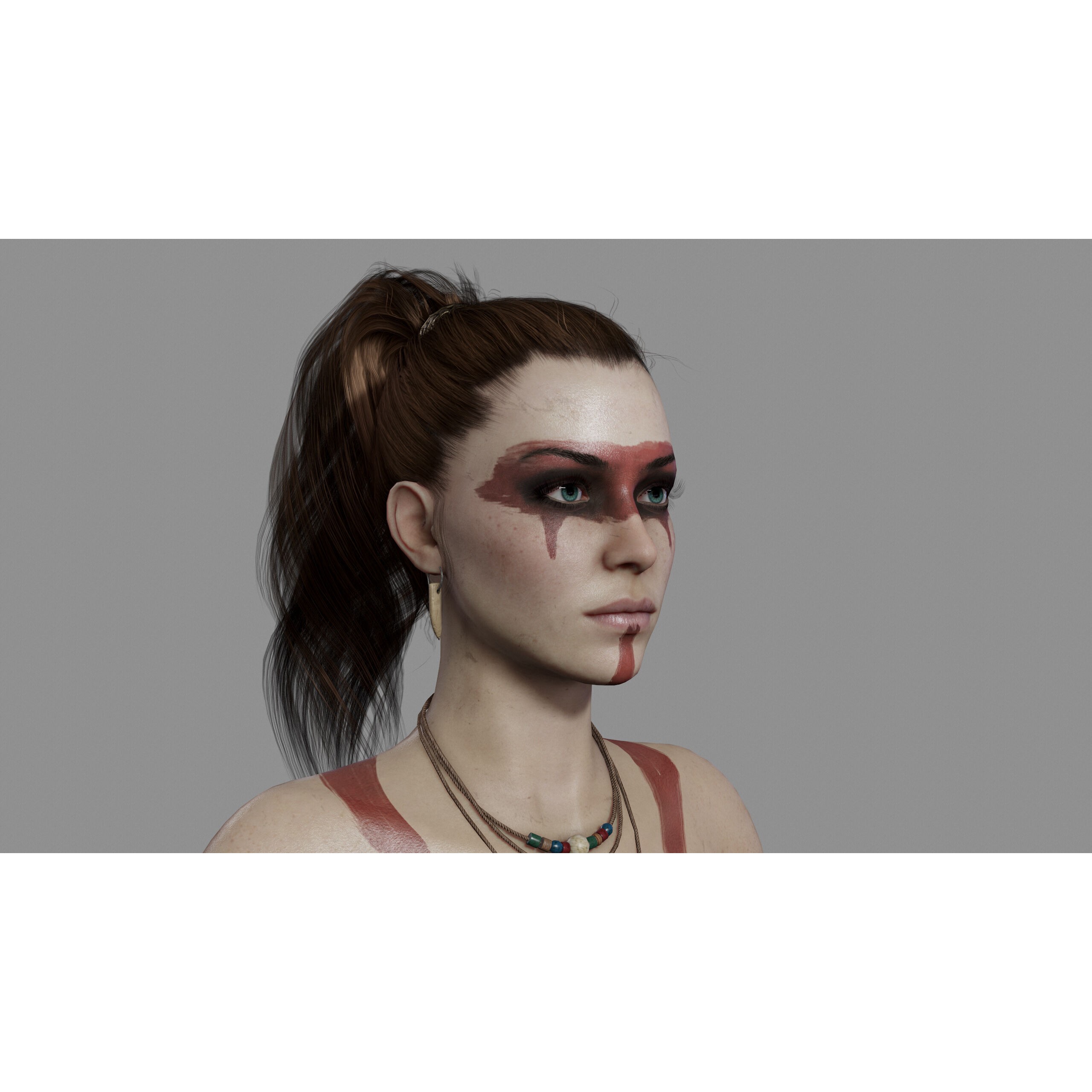 Barbarian Female Warrior - Low-Poly Game-Ready 3D Model - View 4