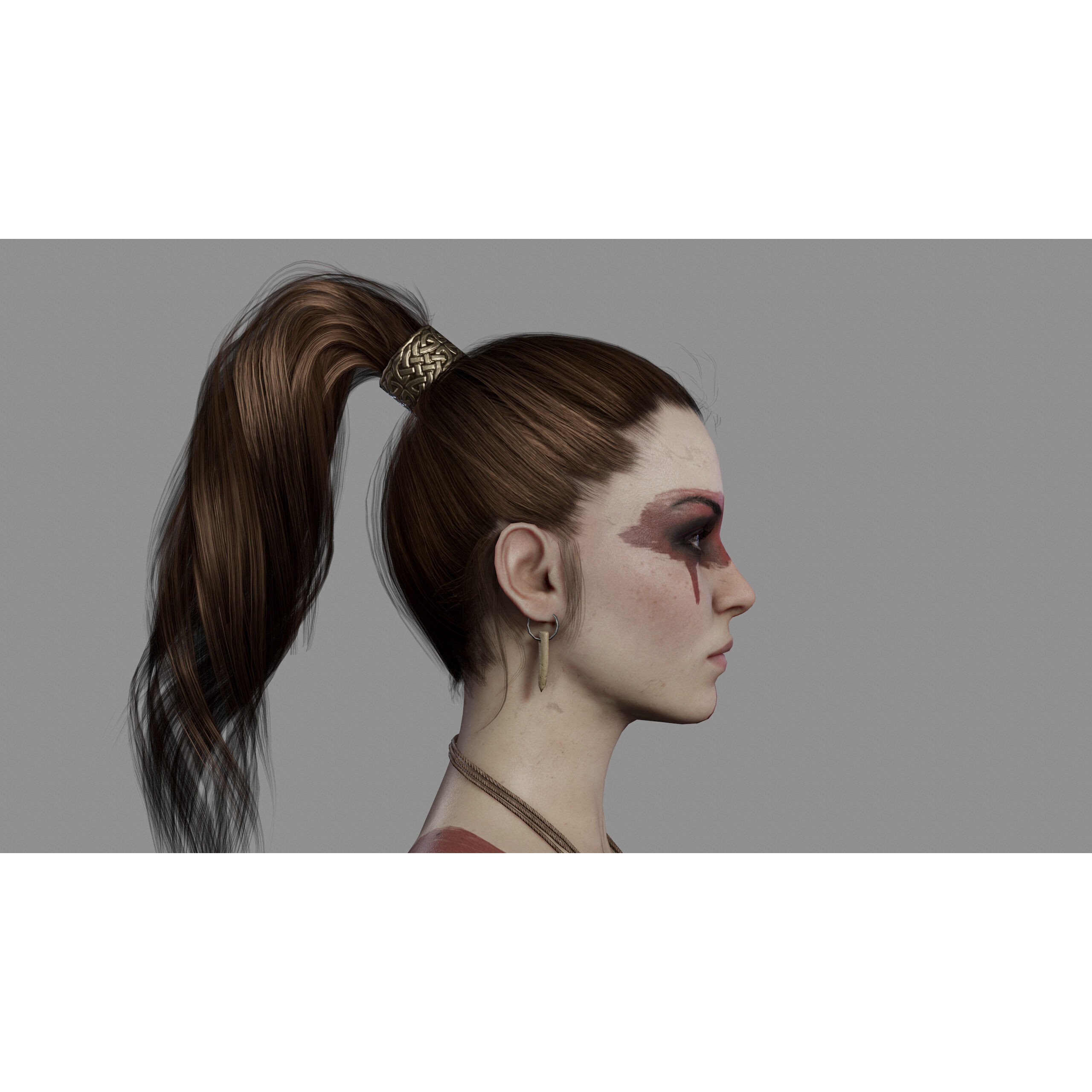 Barbarian Female Warrior - Low-Poly Game-Ready 3D Model - View 5