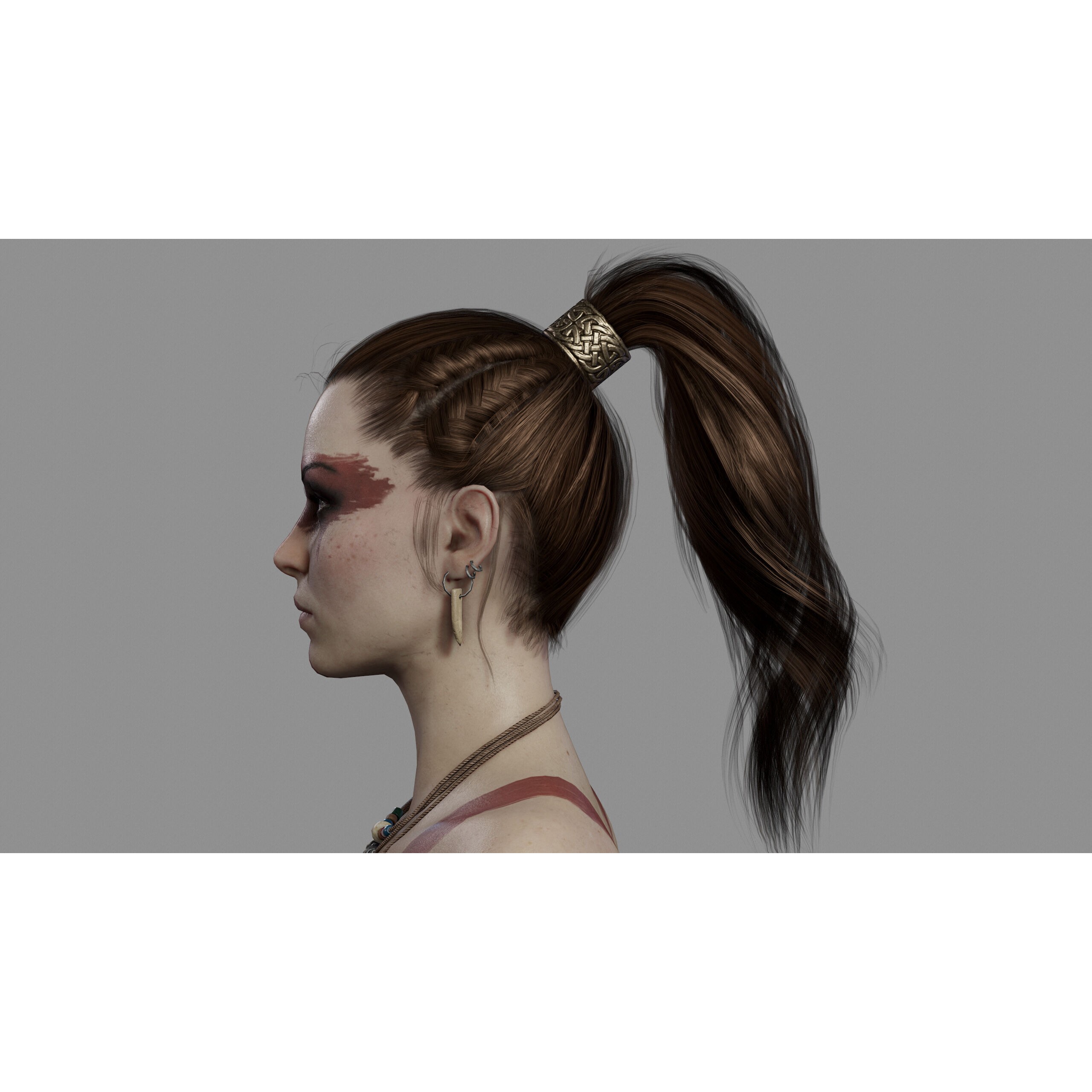 Barbarian Female Warrior - Low-Poly Game-Ready 3D Model - View 8