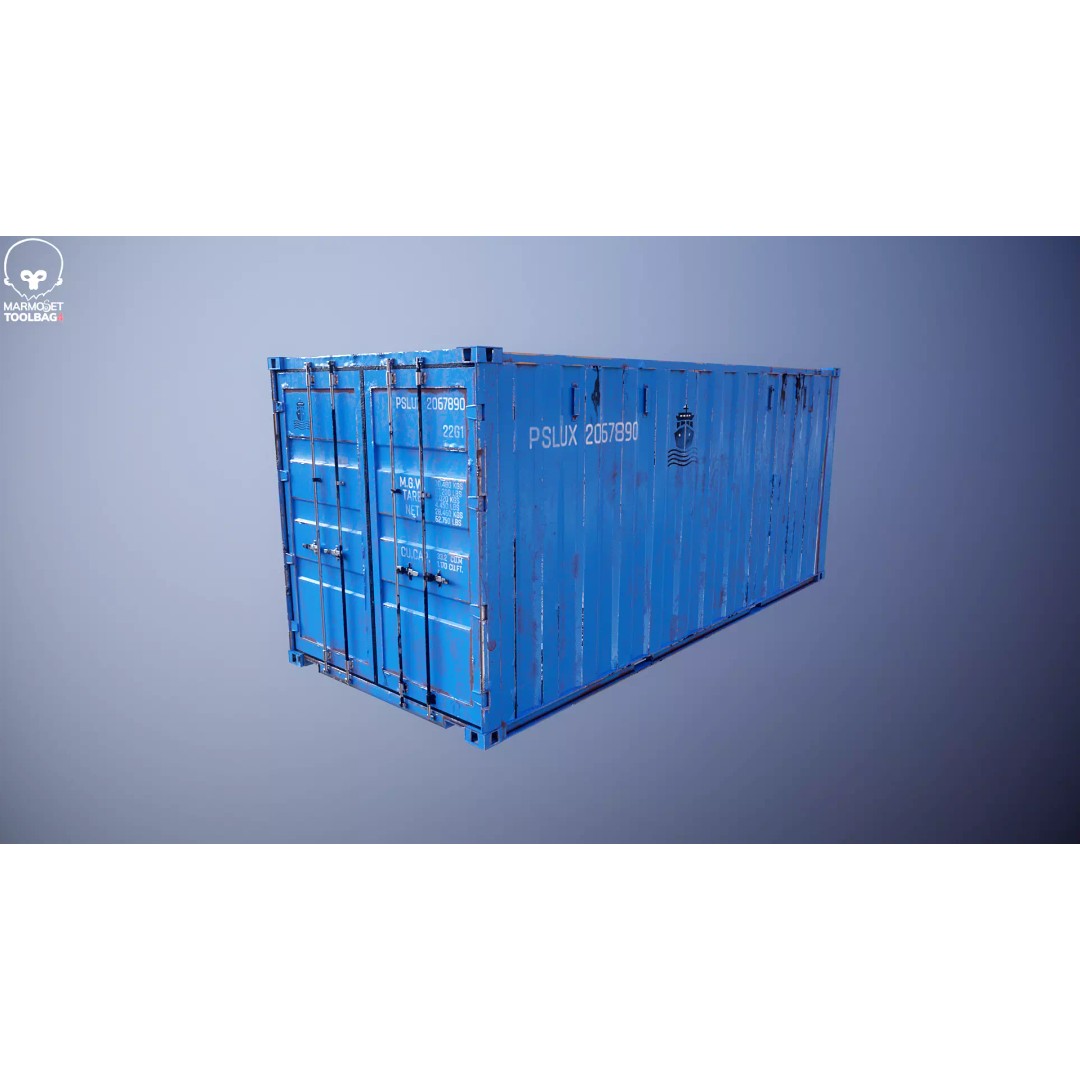20-Foot Intermodal Shipping Container 3D Model – Low Poly PBR Asset, FBX - View 11