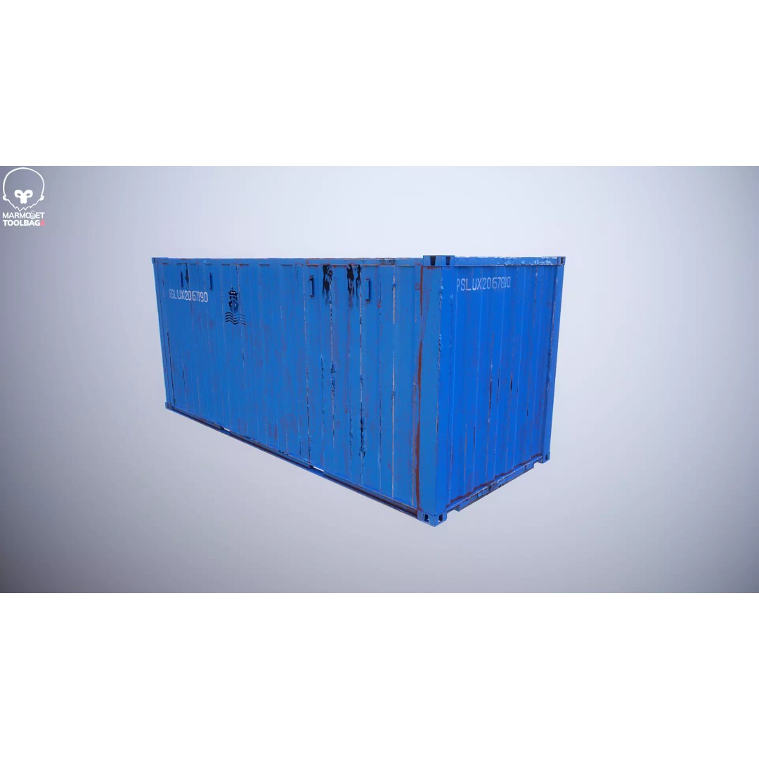 20-Foot Intermodal Shipping Container 3D Model – Low Poly PBR Asset, FBX - View 12