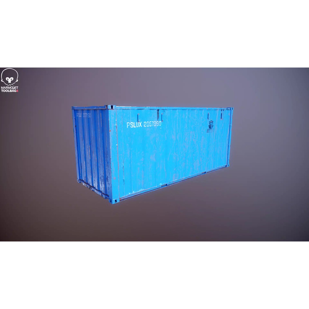 20-Foot Intermodal Shipping Container 3D Model – Low Poly PBR Asset, FBX - View 13