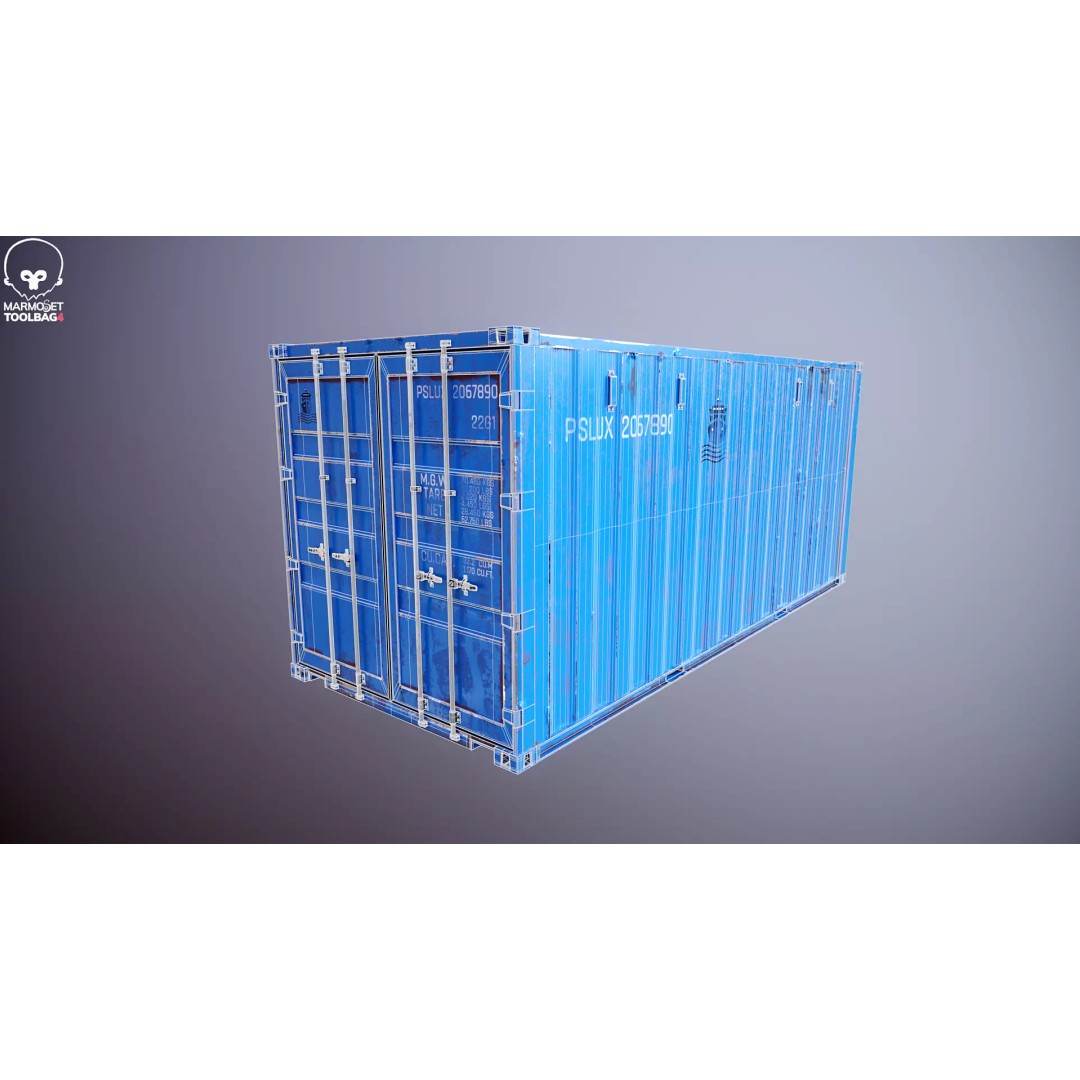 20-Foot Intermodal Shipping Container 3D Model – Low Poly PBR Asset, FBX - View 14