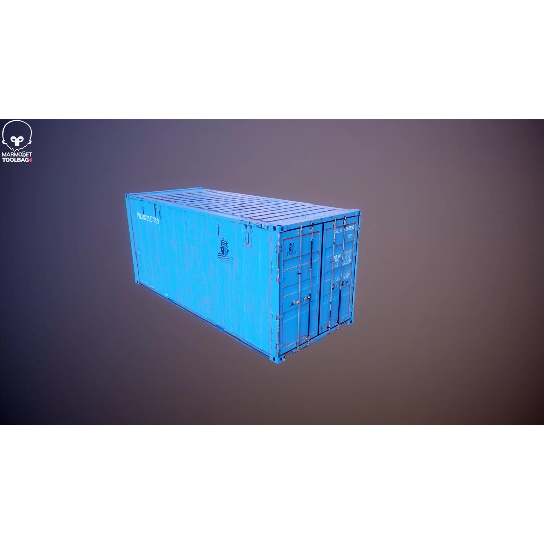 20-Foot Intermodal Shipping Container 3D Model – Low Poly PBR Asset, FBX - View 16