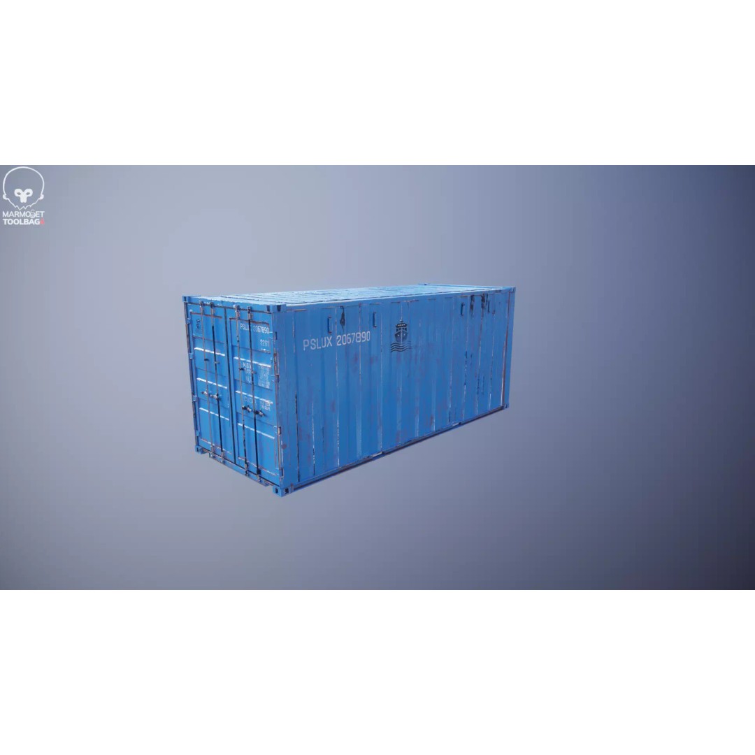 20-Foot Intermodal Shipping Container 3D Model – Low Poly PBR Asset, FBX - View 20