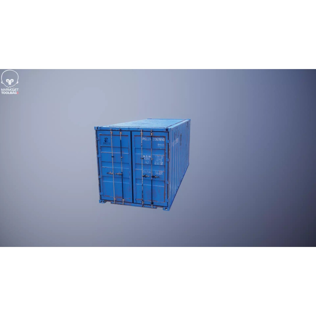 20-Foot Intermodal Shipping Container 3D Model – Low Poly PBR Asset, FBX - View 21