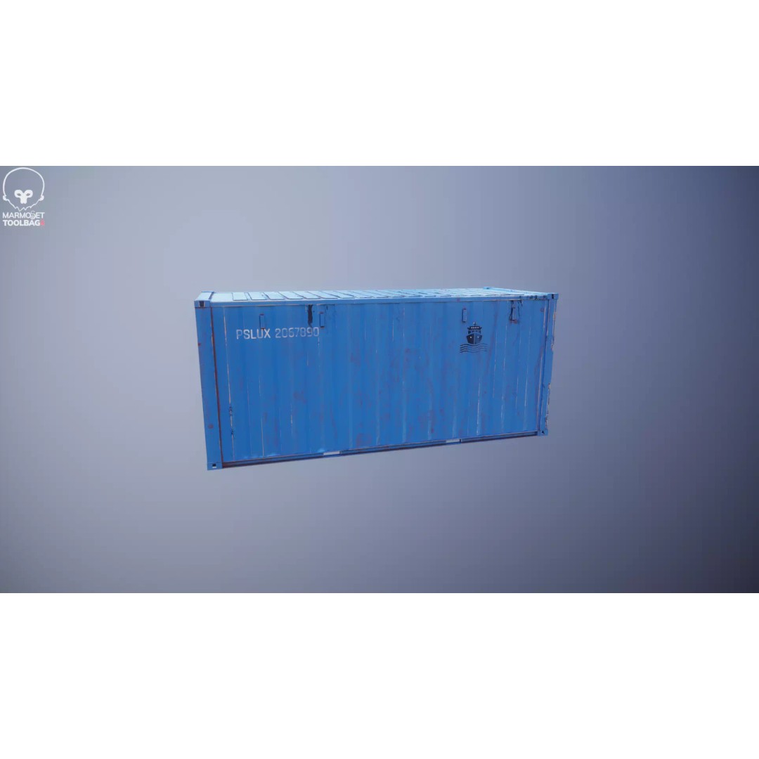 20-Foot Intermodal Shipping Container 3D Model – Low Poly PBR Asset, FBX - View 25