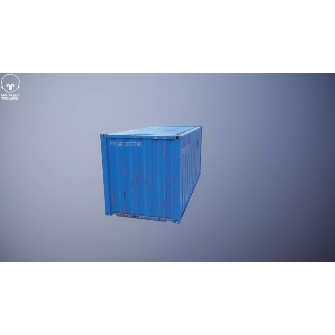 20-Foot Intermodal Shipping Container 3D Model – Low Poly PBR Asset, FBX - View 27