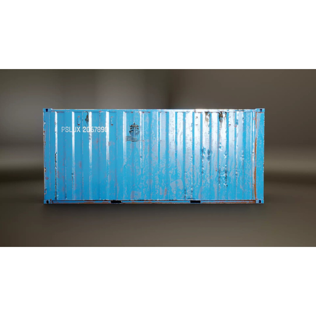 20-Foot Intermodal Shipping Container 3D Model – Low Poly PBR Asset, FBX - View 3