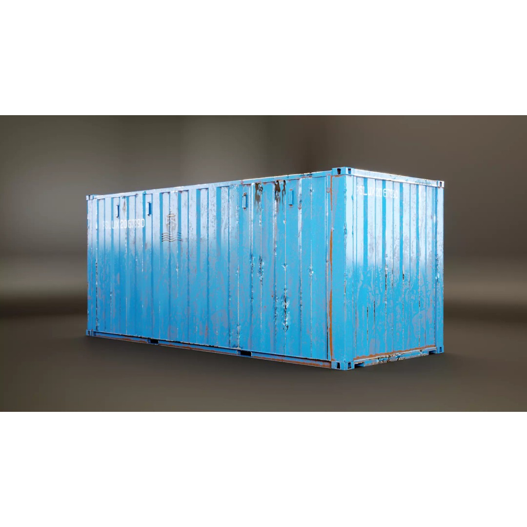 20-Foot Intermodal Shipping Container 3D Model – Low Poly PBR Asset, FBX - View 4