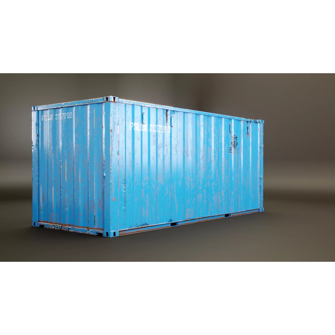 20-Foot Intermodal Shipping Container 3D Model – Low Poly PBR Asset, FBX - View 5