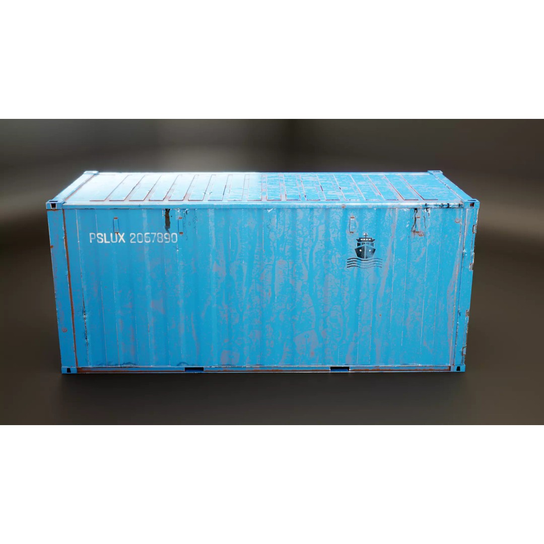 20-Foot Intermodal Shipping Container 3D Model – Low Poly PBR Asset, FBX - View 6